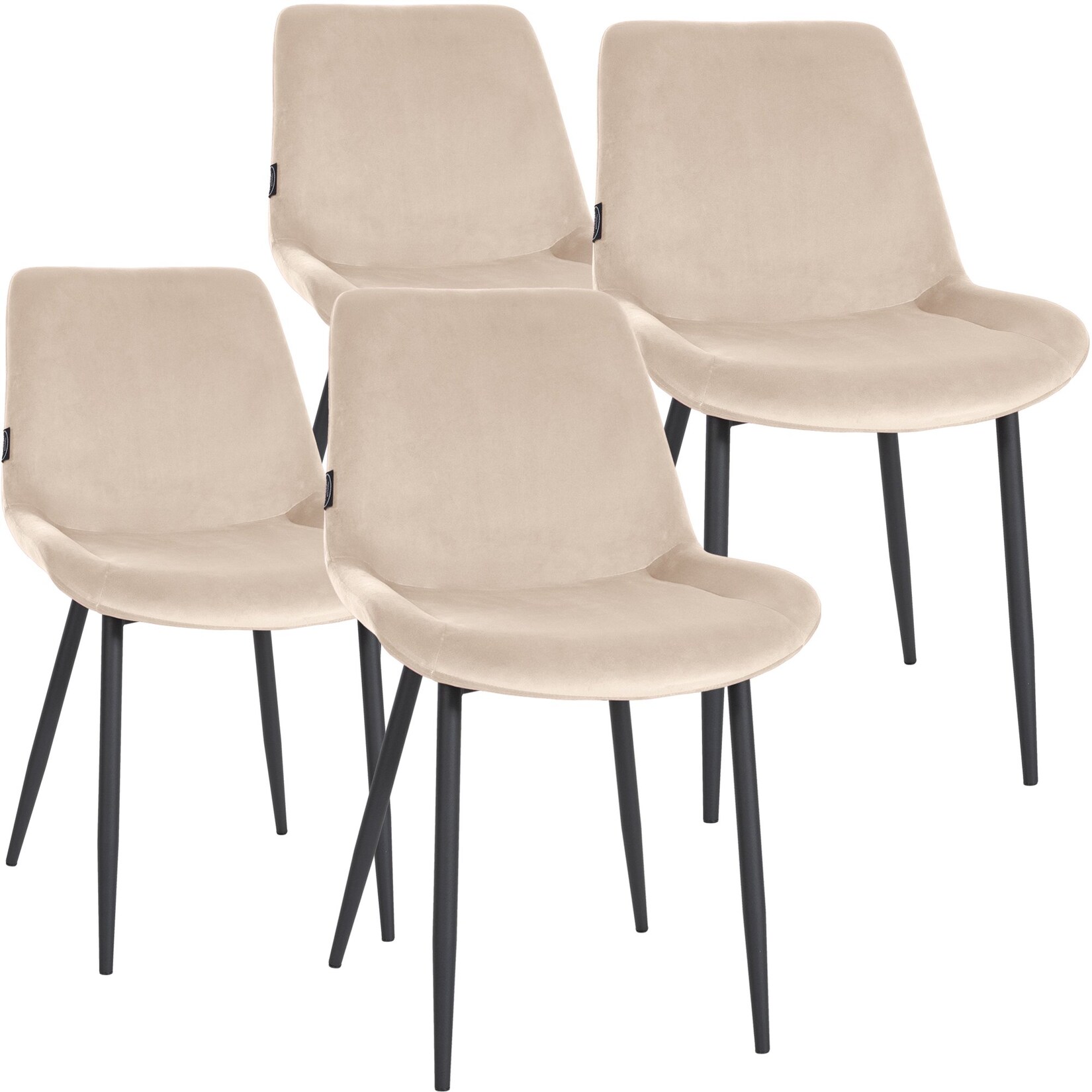 CLP 4er Set Esszimmerstühle Victoria Samt Farbe: creme