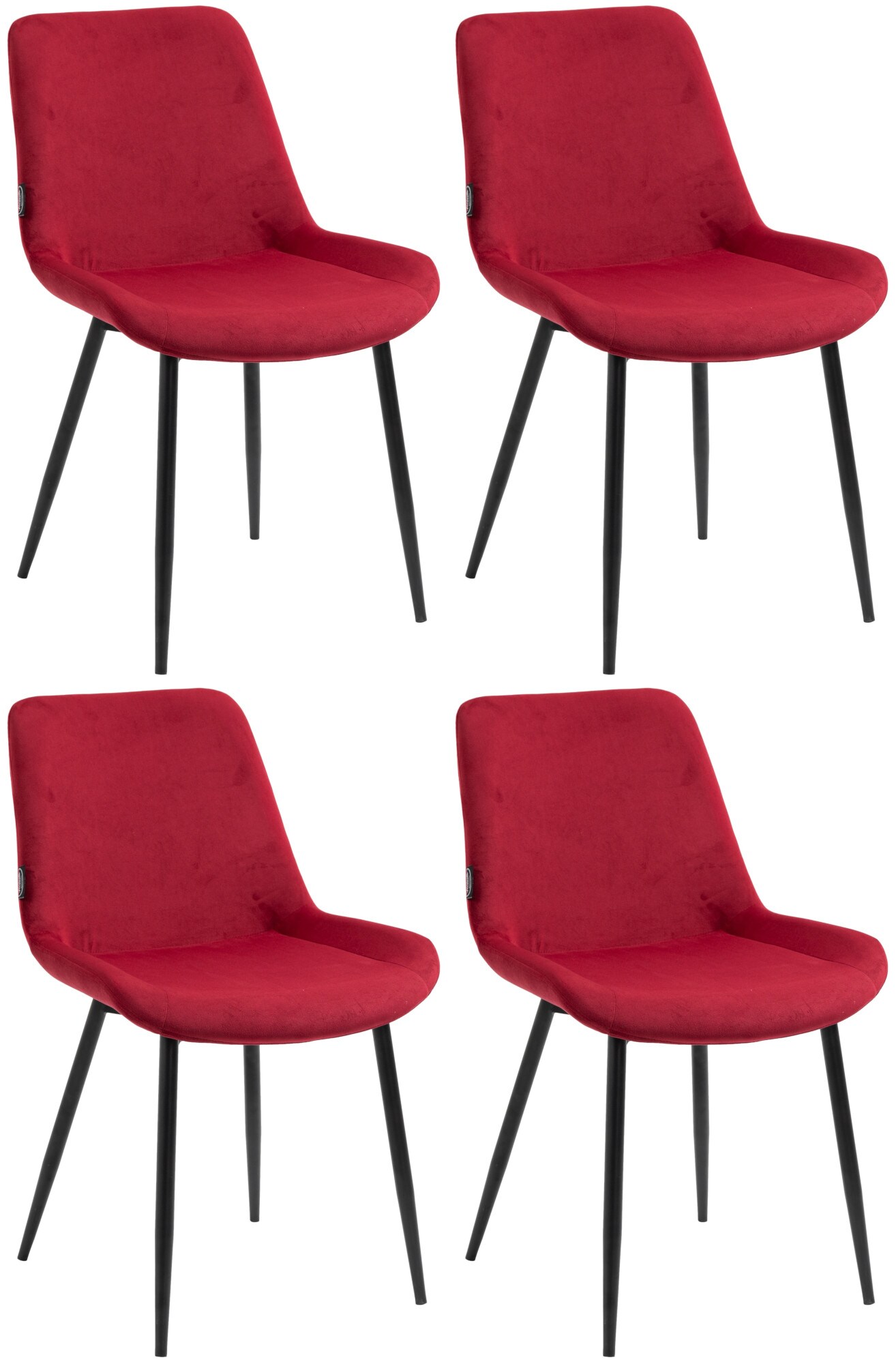 CLP 4er Set Esszimmerst&uuml;hle Victoria I Polsterst&uuml;hle Mit Samt-Bezug I Mit Bodenschonern 