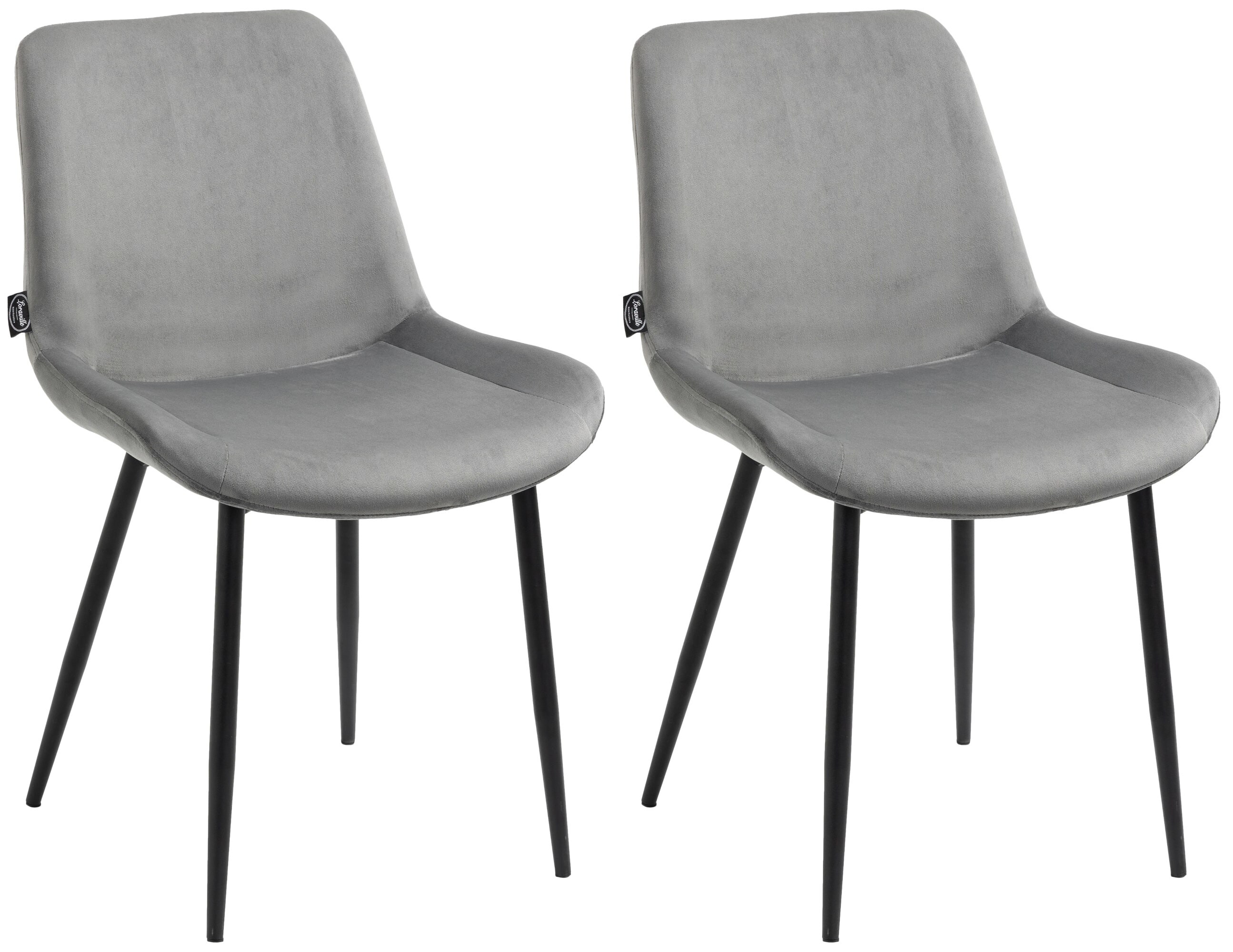 CLP 2er Set Esszimmerst&uuml;hle Victoria I Polsterst&uuml;hle Mit Samt-Bezug I Mit Bodenschonern 