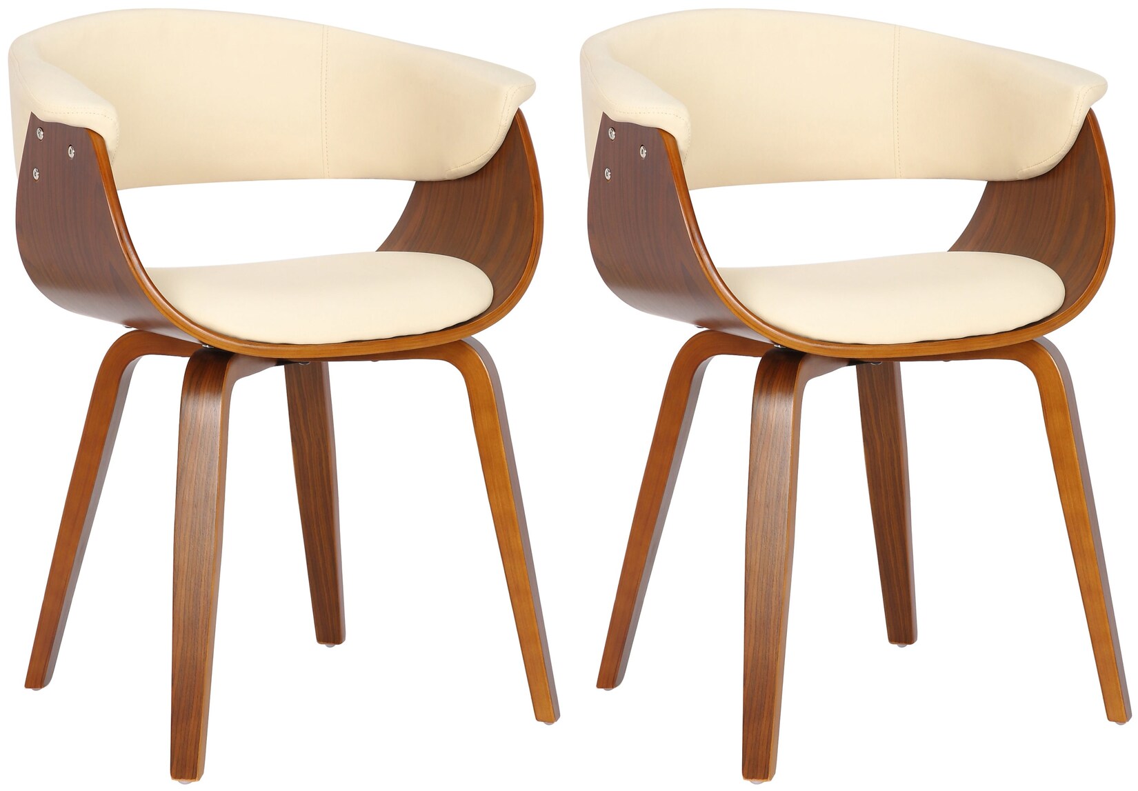 CLP 2er Set Stühle Bruce Kunstleder walnuss Farbe: creme