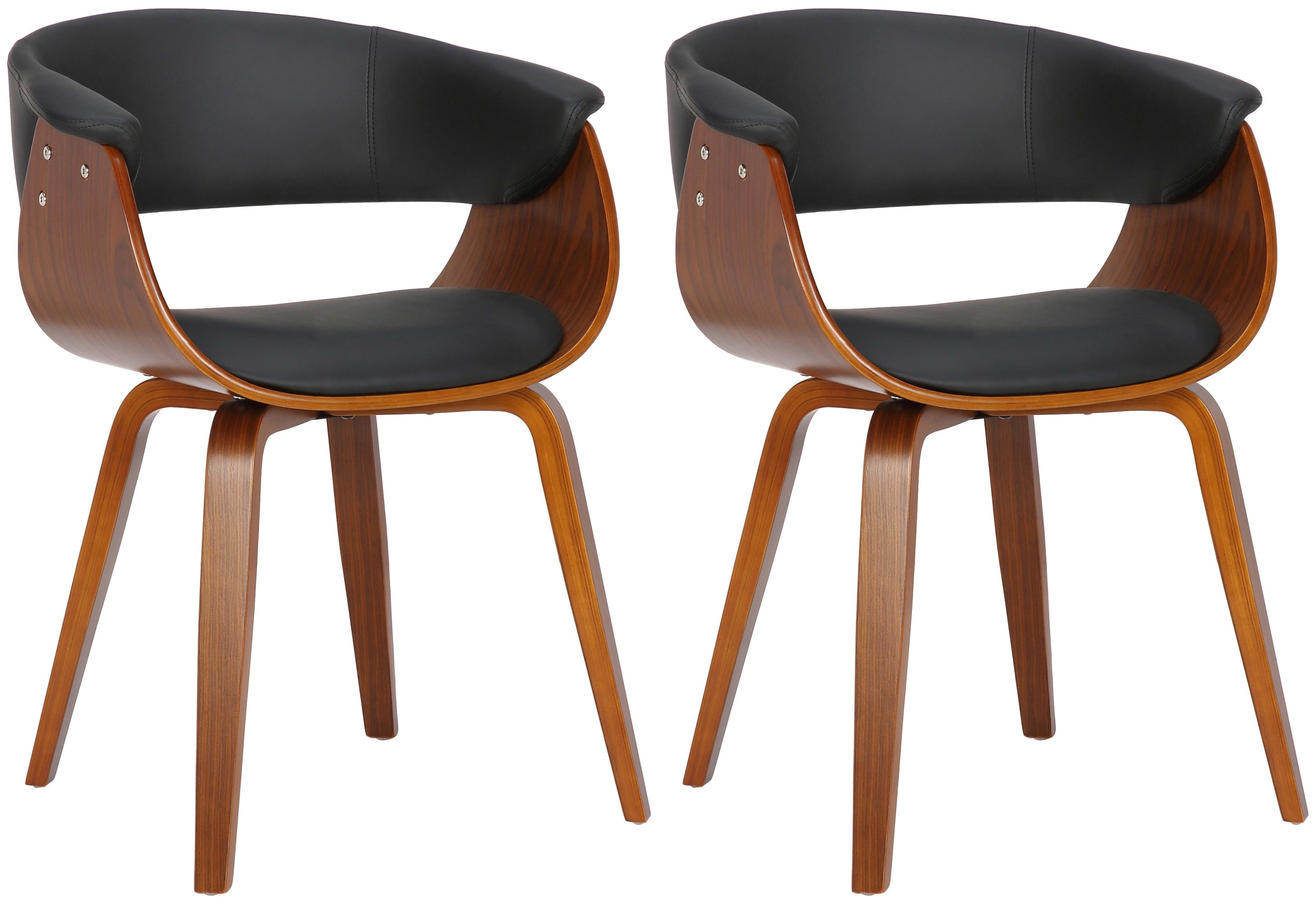 CLP 2er Set St&uuml;hle Bruce mit Kunstlederbezug I Sessel mit Polsterung, R&uuml;ckenlehne und Holzgestell | Bis 150 kg belastbar 