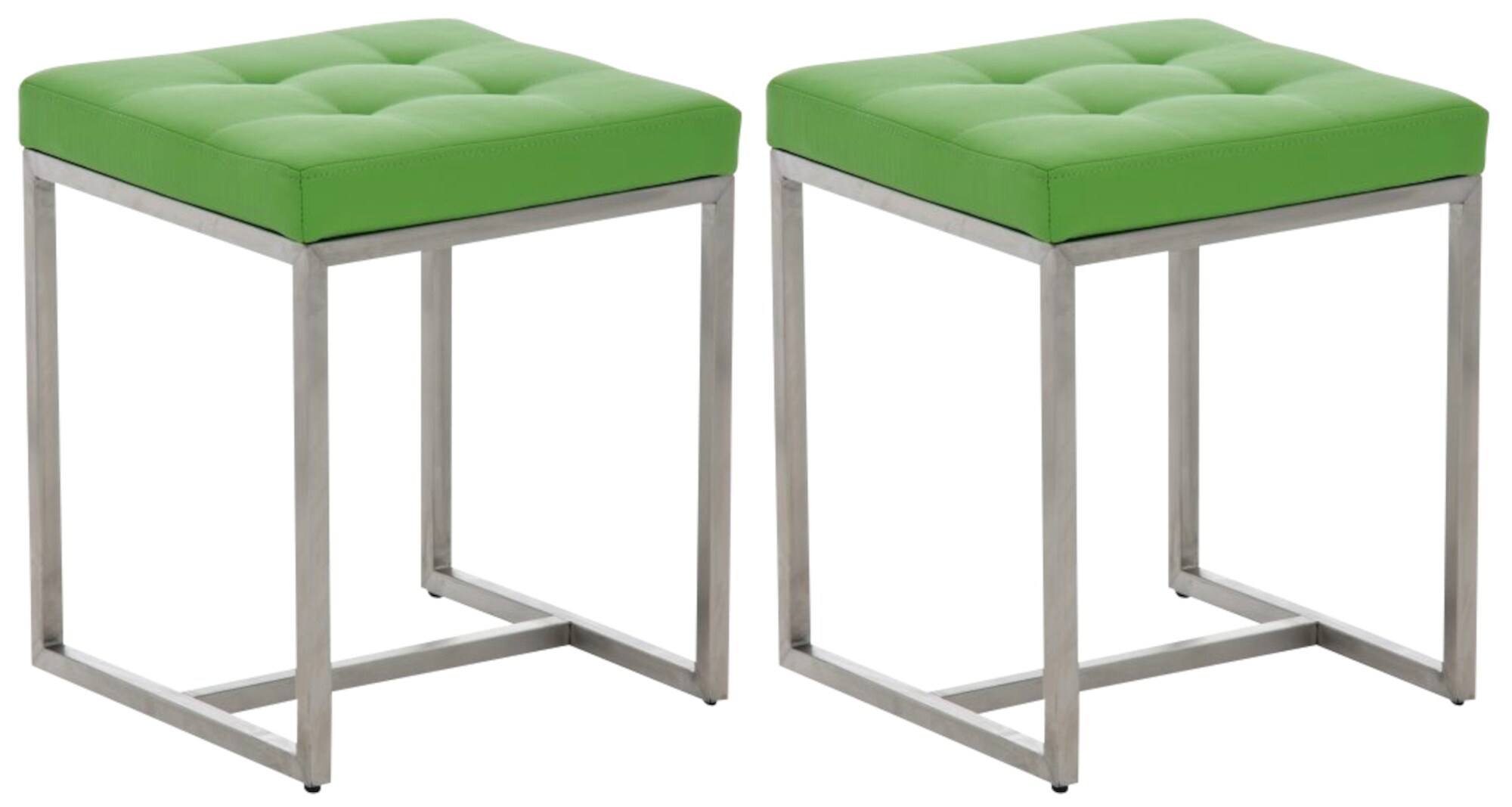 CLP 2er Set Edelstahl-Sitzhocker Barci Kunstleder I Moderne Hocker Mit Hochwertiger Polsterung Und Bodenschonern In Vielen Farben 