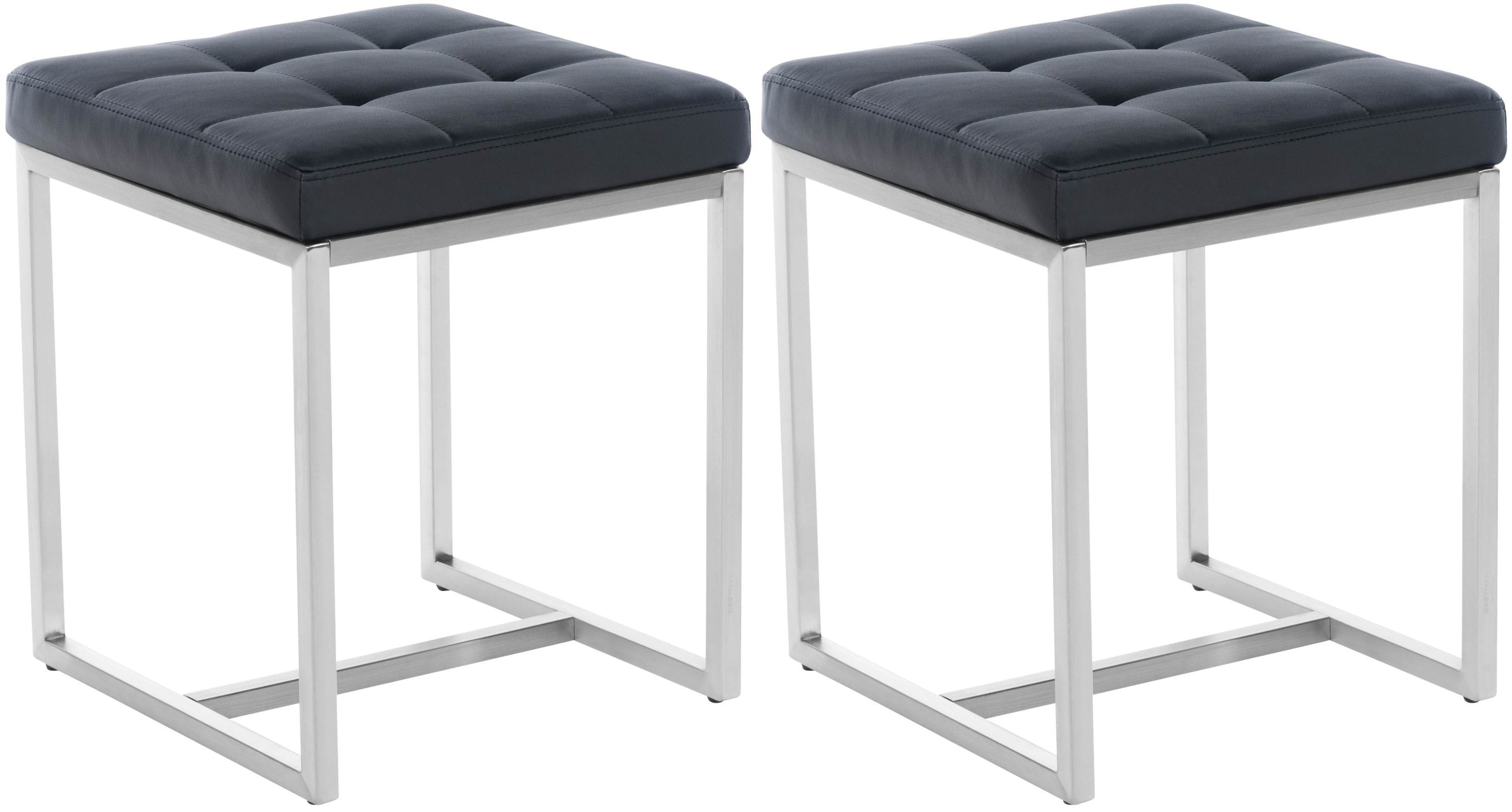 CLP 2er Set Edelstahl-Sitzhocker Barci Kunstleder I Moderne Hocker Mit Hochwertiger Polsterung Und Bodenschonern In Vielen Farben 