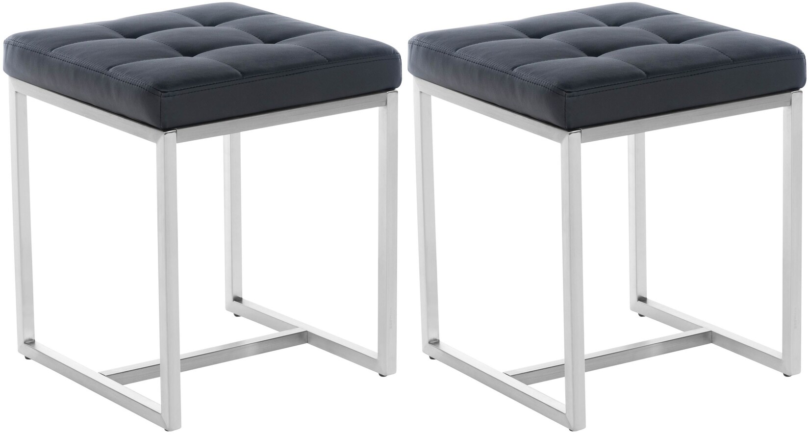 CLP 2er Set Edelstahl-Sitzhocker Barci Kunstleder I Moderne Hocker Mit Hochwertiger Polsterung Und Bodenschonern In Vielen Farben