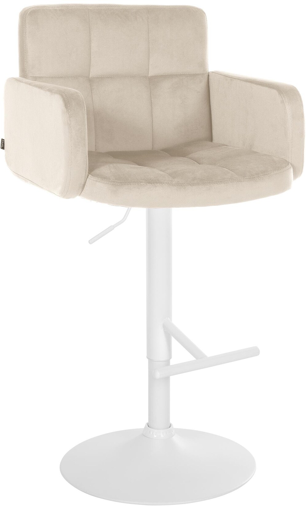 CLP Barhocker Los Angeles Samt weiß Farbe: creme, Gestell Farbe: weiß