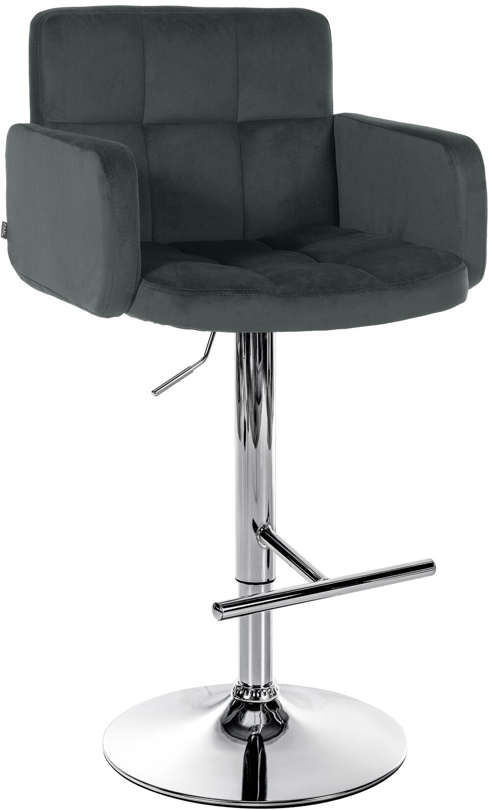 CLP Barhocker Los Angeles Samt chrom Farbe: dunkelgrau, Gestell Farbe: chrom
