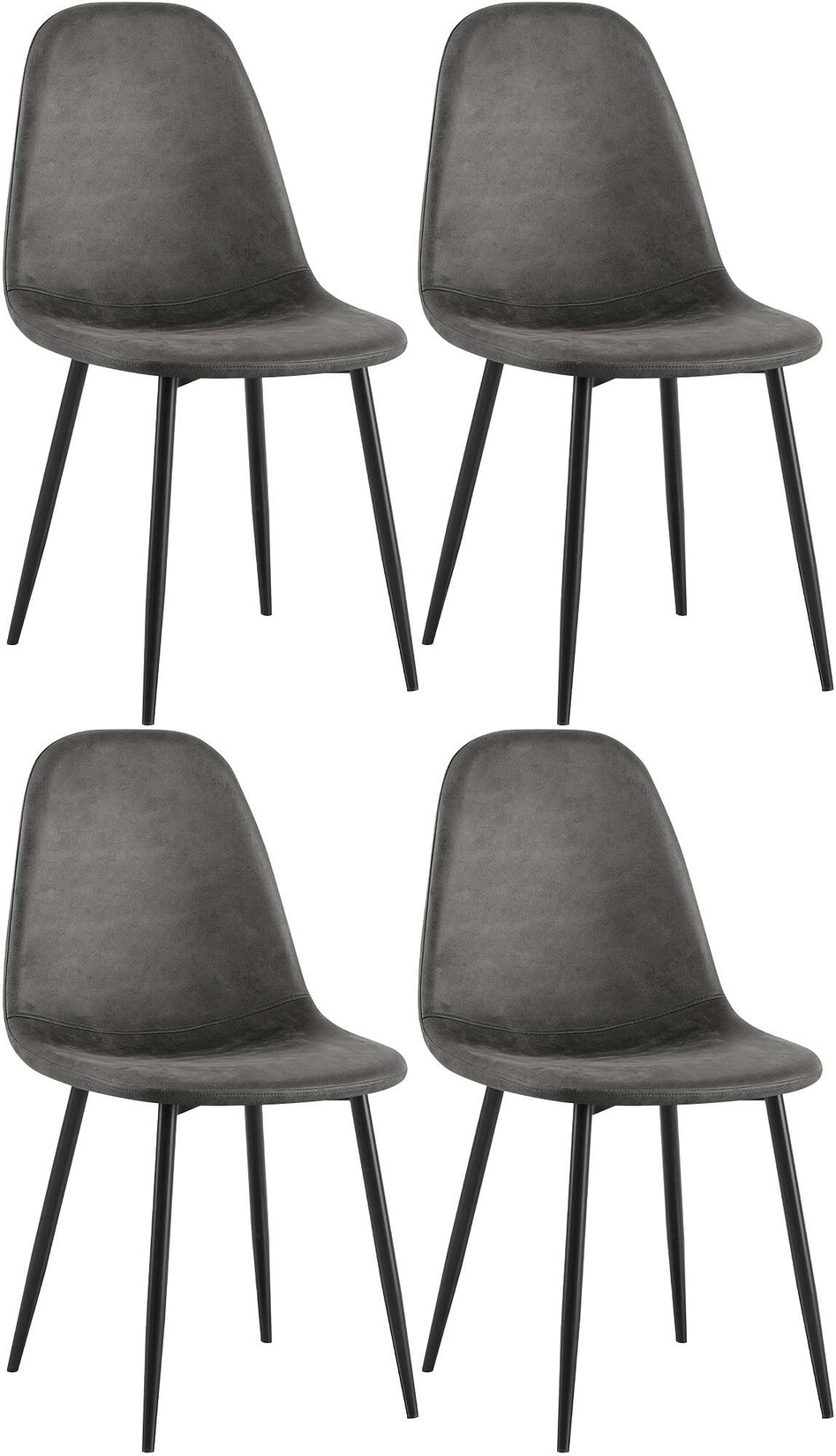 CLP 4er Set Esszimmerstühle Napier Kunstleder Farbe: schwarz, Material: Kunstleder