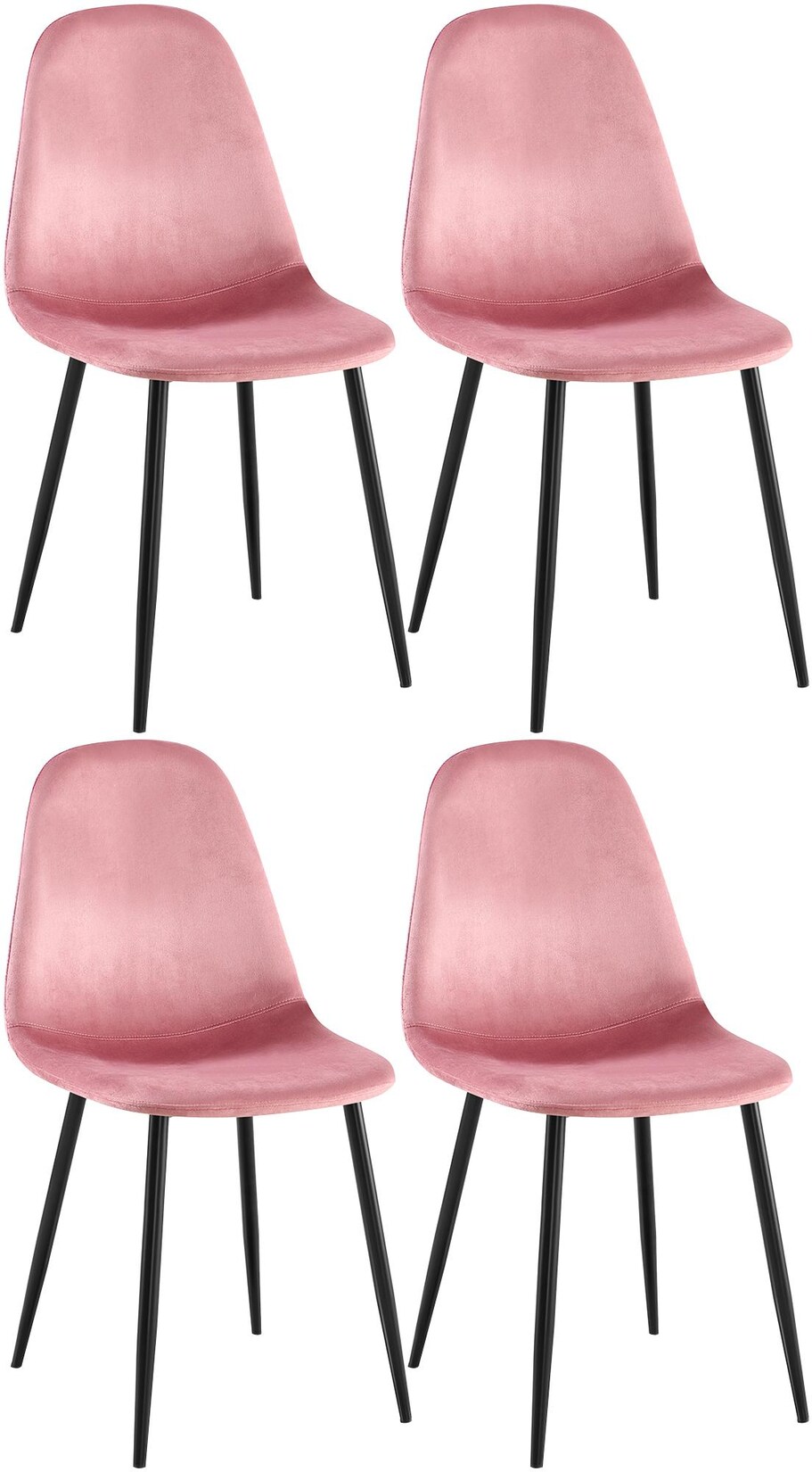 CLP 4er Set Esszimmerstühle Napier Samt Farbe: pink, Material: Samt