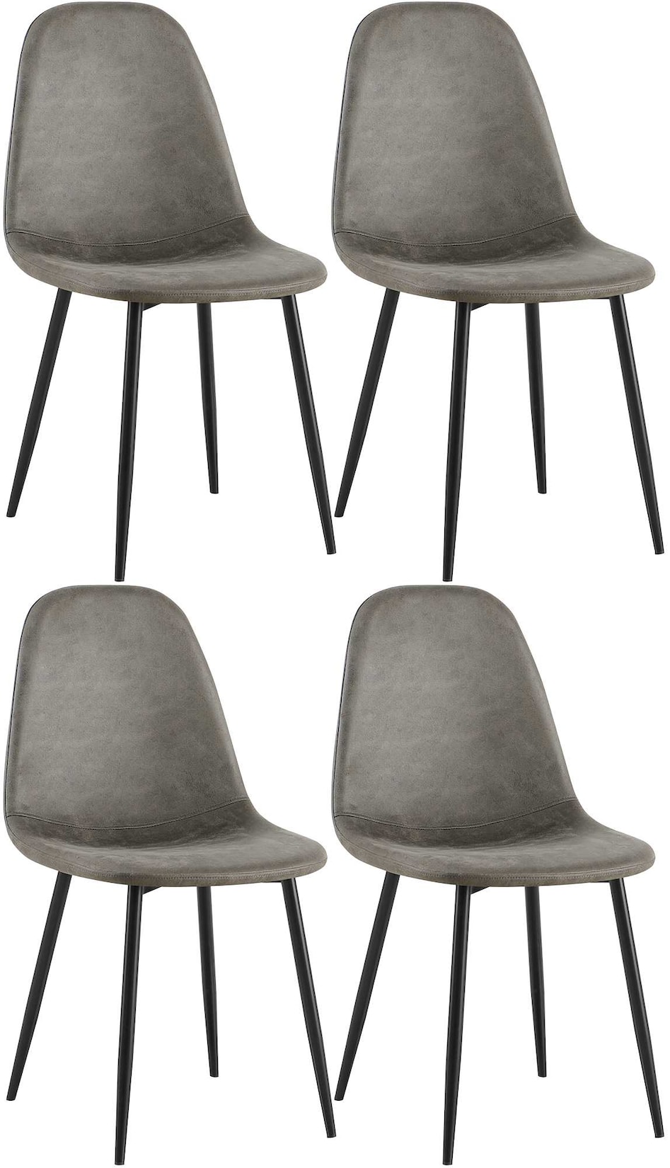 CLP 4er Set Esszimmerstühle Napier Kunstleder Farbe: dunkelgrau, Material: Kunstleder