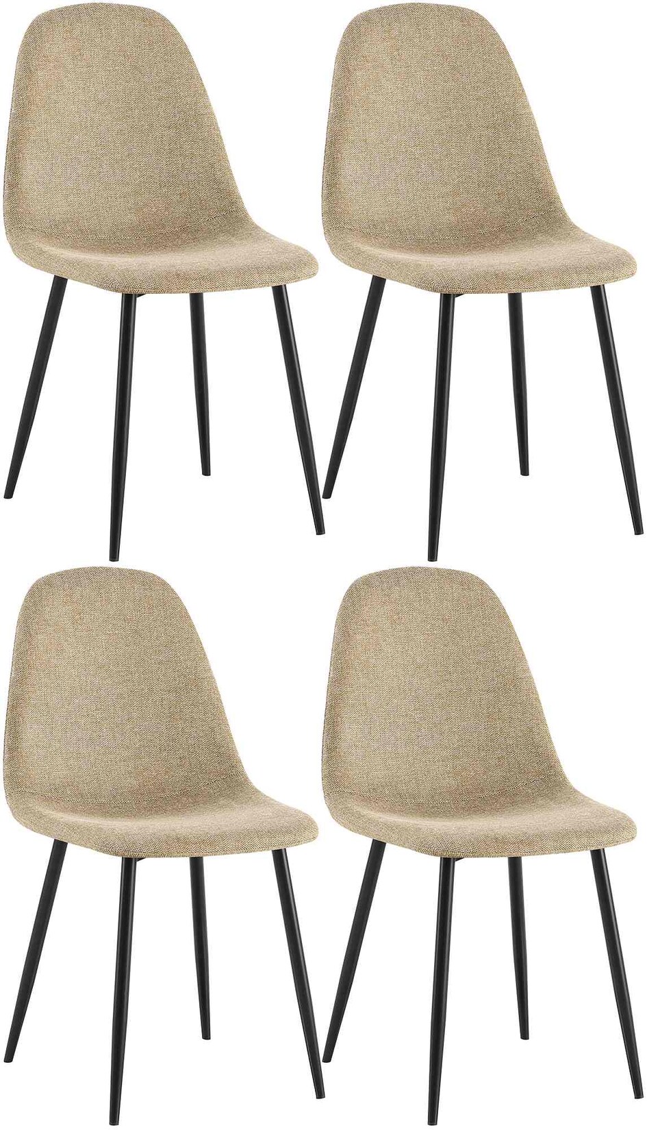 CLP 4er Set Esszimmerstühle Napier Stoff Farbe: taupe, Material: Stoff