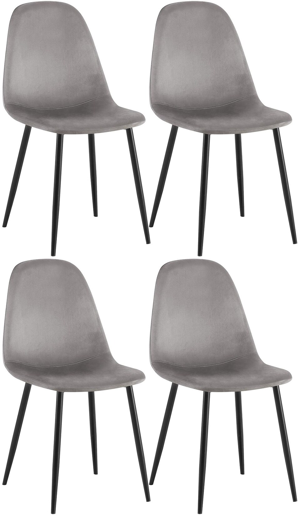 CLP 4er Set Esszimmerstühle Napier Samt Farbe: grau, Material: Samt