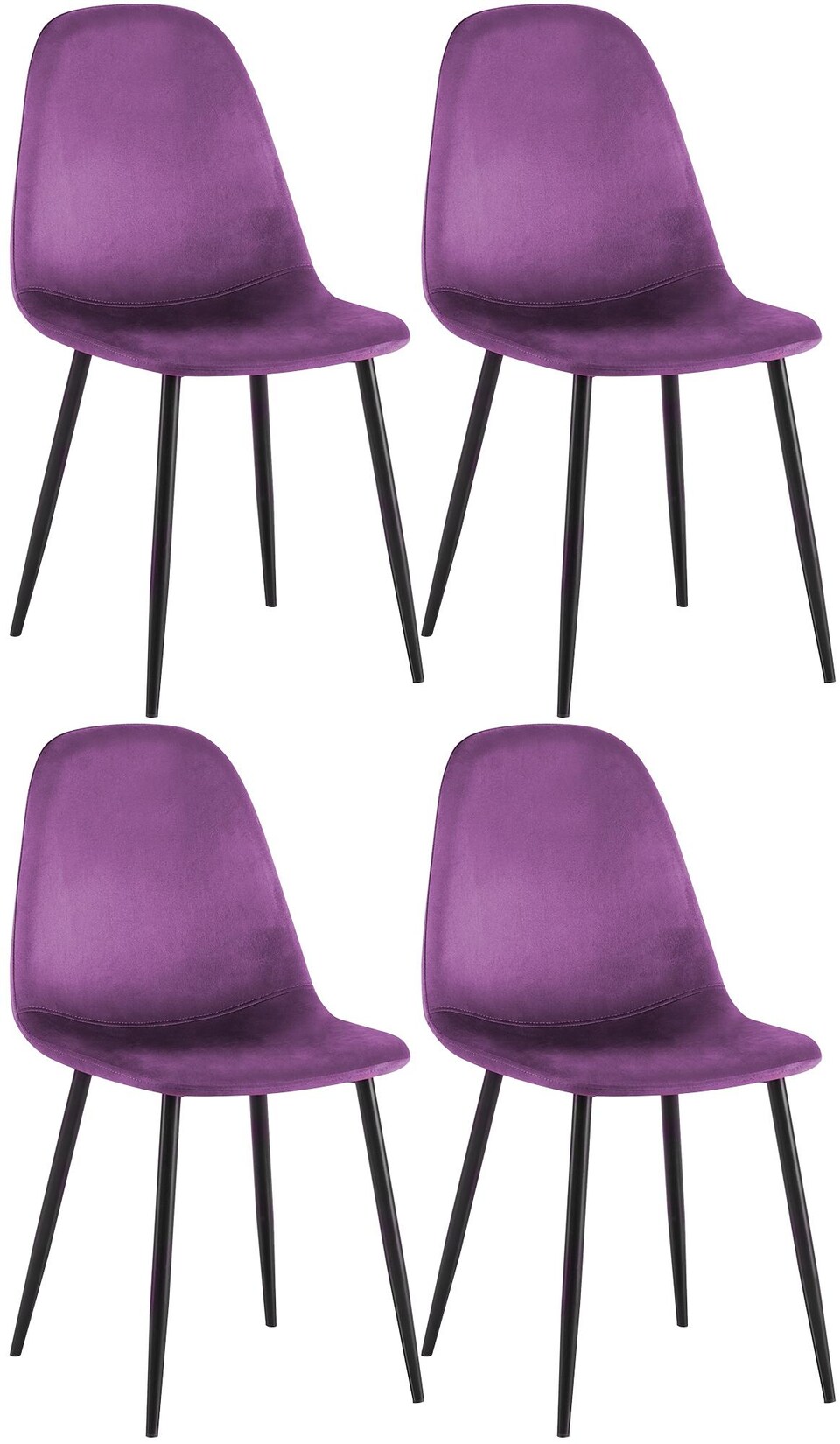 CLP 4er Set Esszimmerstühle Napier Samt Farbe: lila, Material: Samt