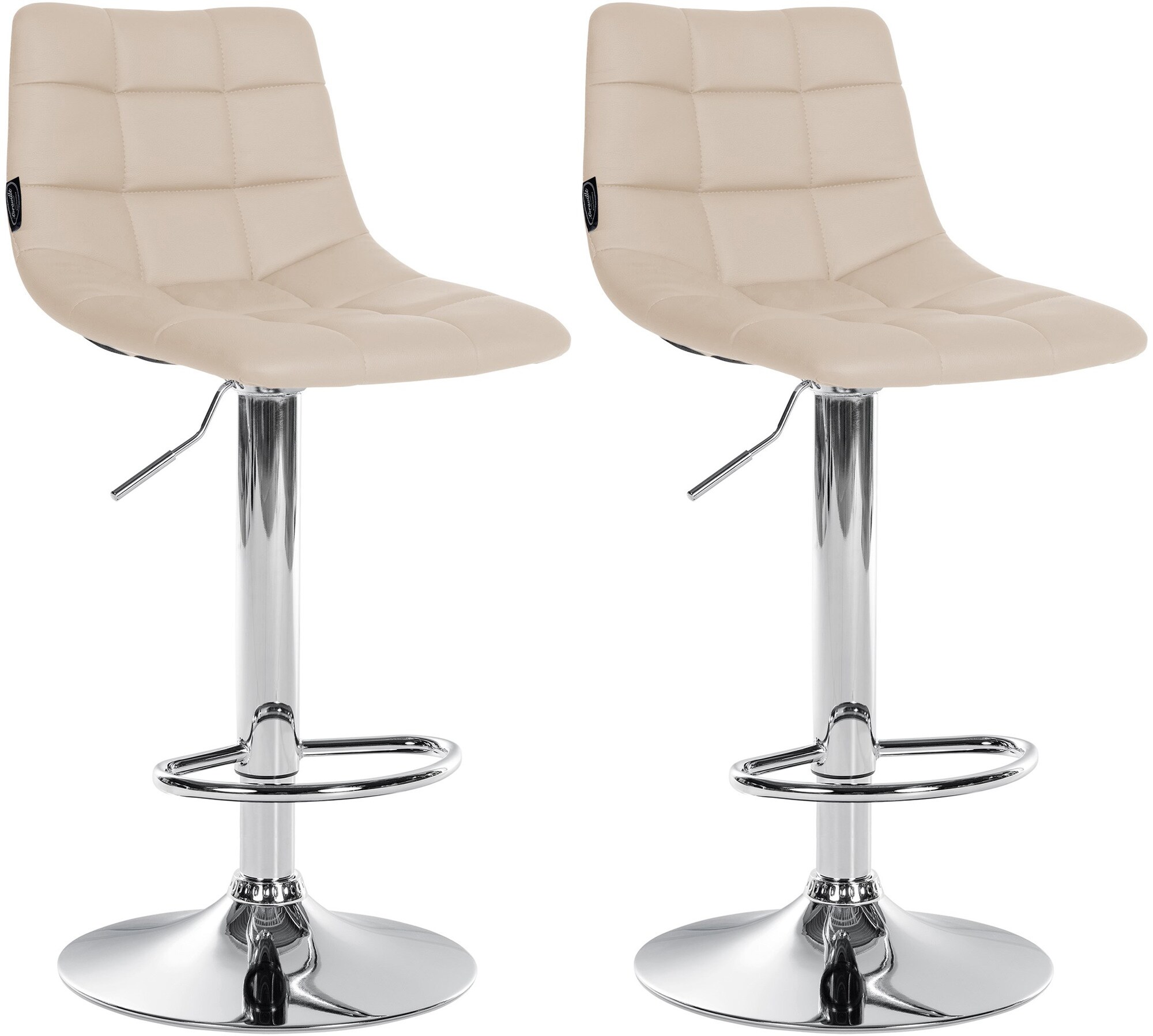 CLP 2er Set Barhocker Jerry Kunstleder I H&ouml;henverstellbarer Barstuhl I 360&deg; Drehstuhl Mit R&uuml;ckenlehne I Hocker Mit Fu&szlig;ablage 