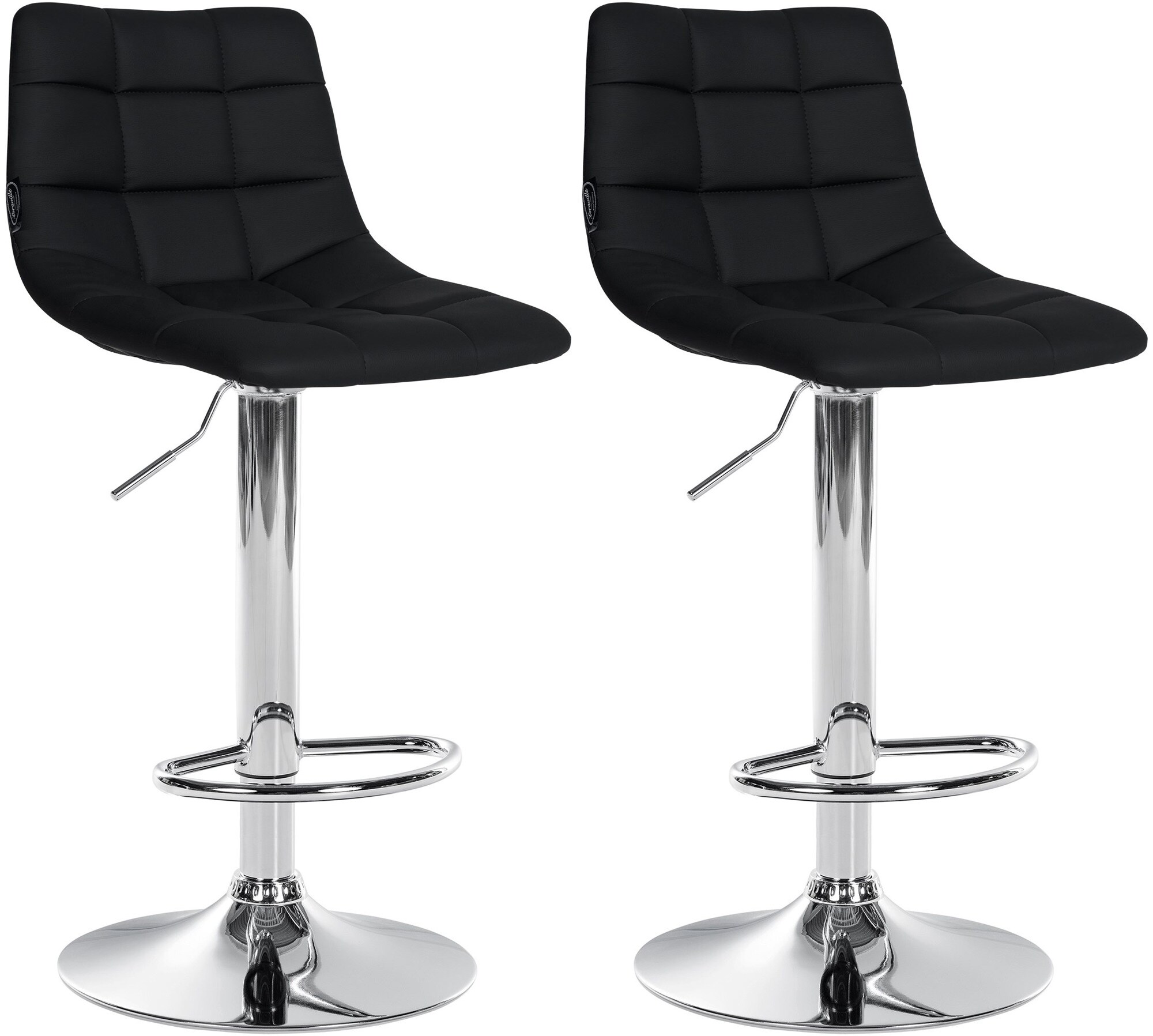 CLP 2er Set Barhocker Jerry Kunstleder I H&ouml;henverstellbarer Barstuhl I 360&deg; Drehstuhl Mit R&uuml;ckenlehne I Hocker Mit Fu&szlig;ablage 