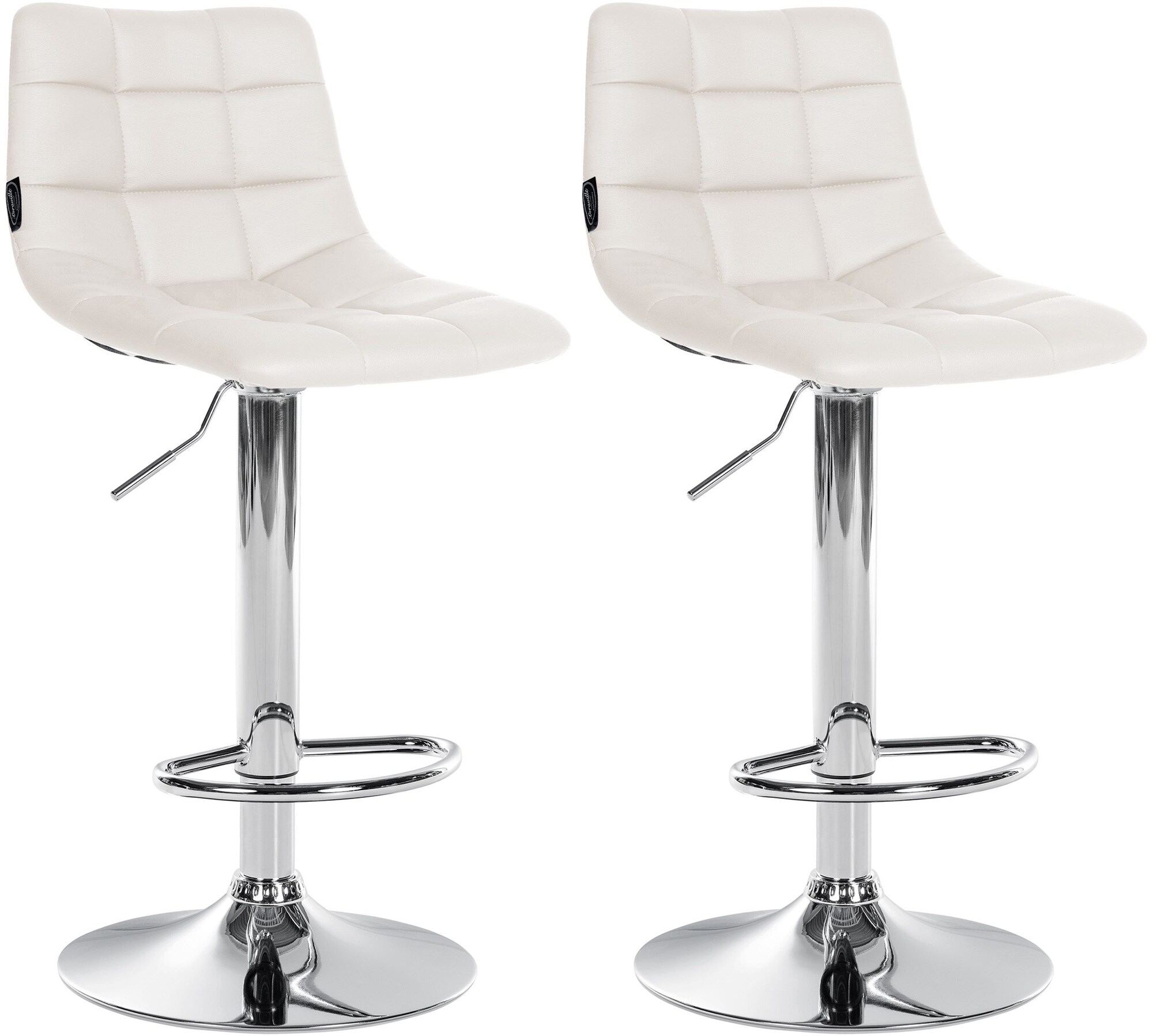 CLP 2er Set Barhocker Jerry Kunstleder I H&ouml;henverstellbarer Barstuhl I 360&deg; Drehstuhl Mit R&uuml;ckenlehne I Hocker Mit Fu&szlig;ablage 