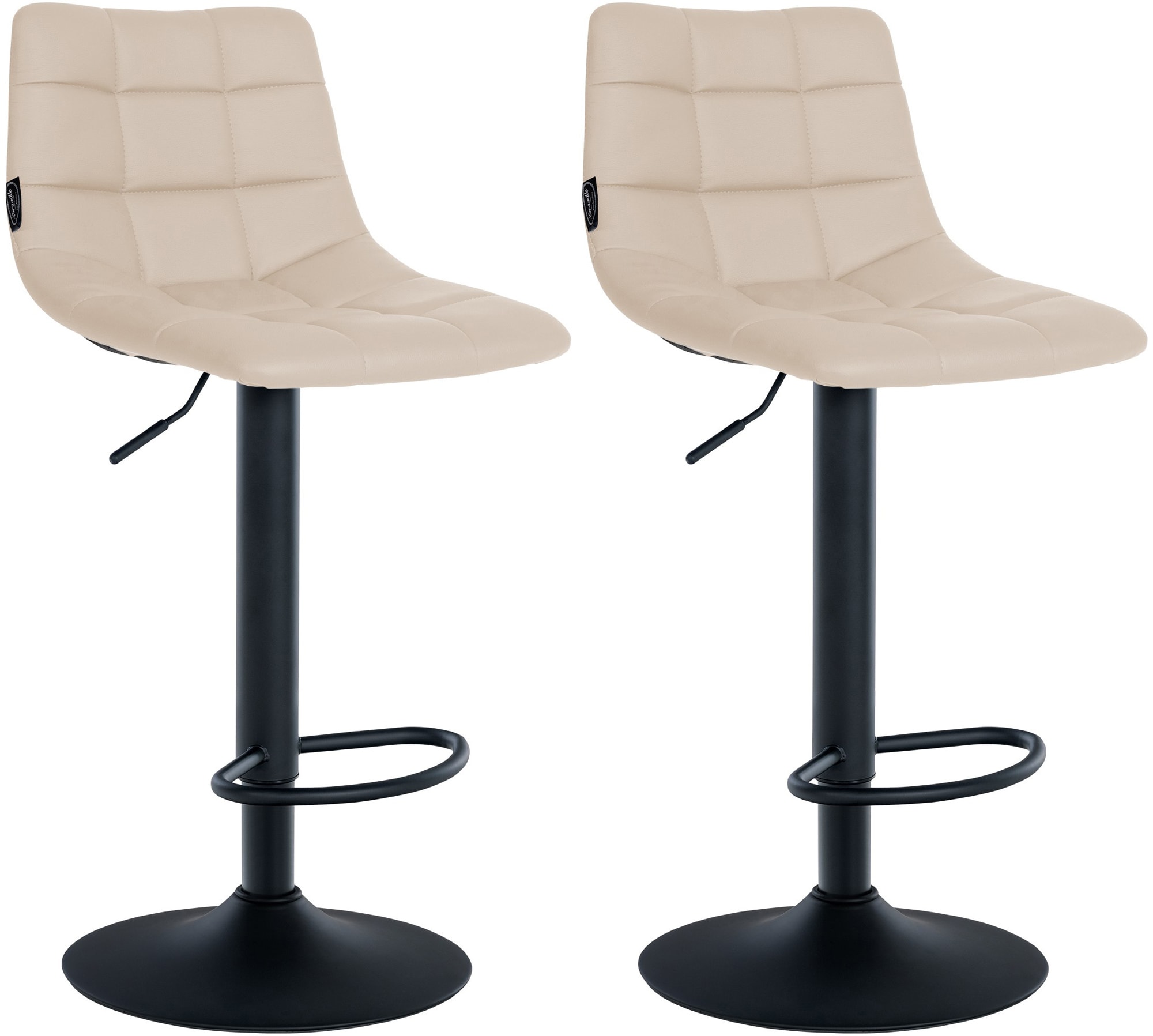 CLP 2er Set Barhocker Jerry Kunstleder I H&ouml;henverstellbarer Barstuhl I 360&deg; Drehstuhl Mit R&uuml;ckenlehne I Hocker Mit Fu&szlig;ablage 