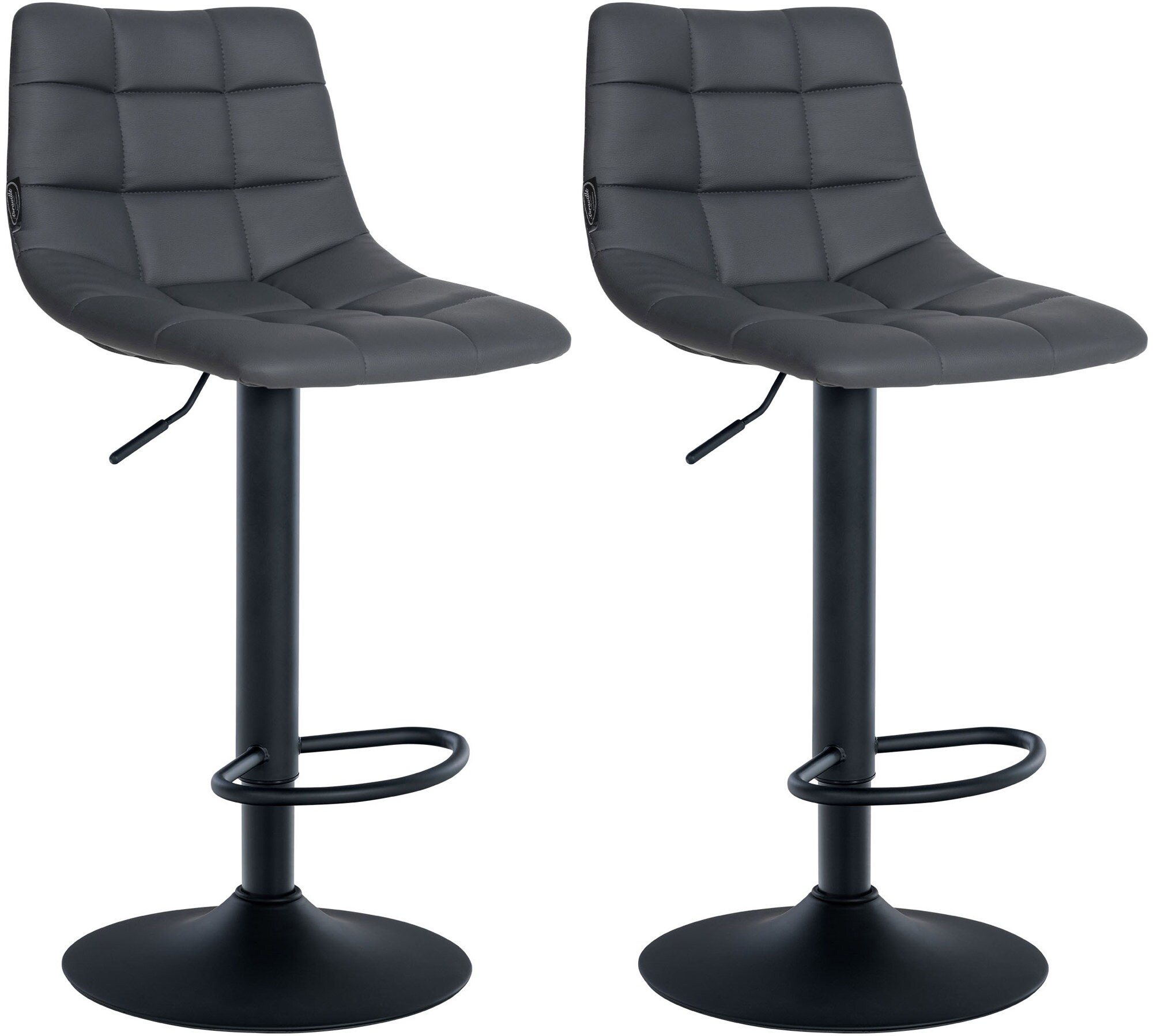 CLP 2er Set Barhocker Jerry Kunstleder I H&ouml;henverstellbarer Barstuhl I 360&deg; Drehstuhl Mit R&uuml;ckenlehne I Hocker Mit Fu&szlig;ablage 