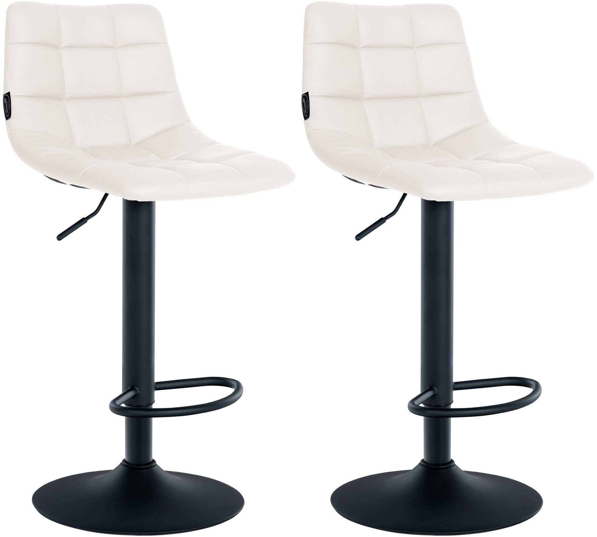 CLP 2er Set Barhocker Jerry Kunstleder I H&ouml;henverstellbarer Barstuhl I 360&deg; Drehstuhl Mit R&uuml;ckenlehne I Hocker Mit Fu&szlig;ablage 