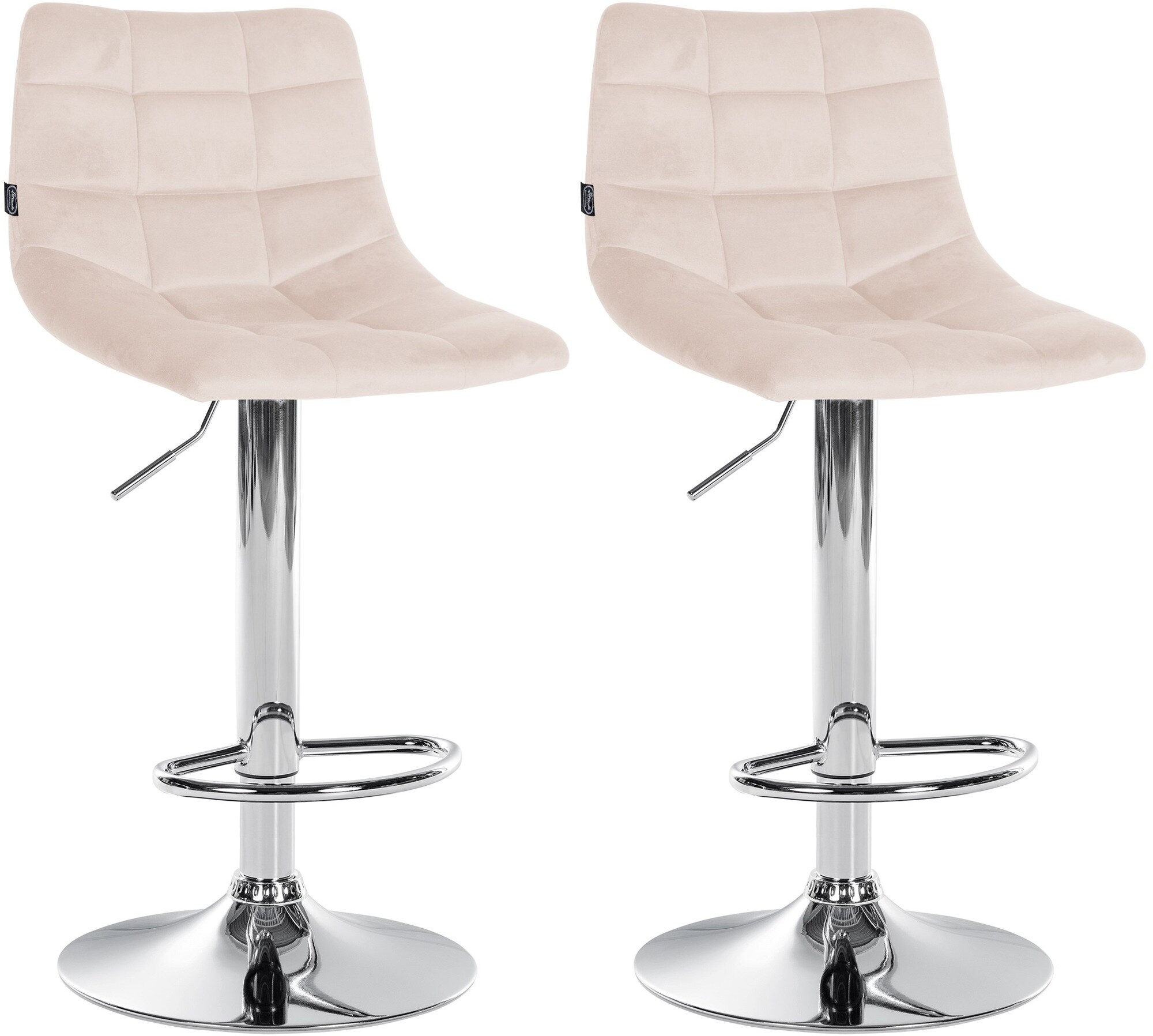 CLP 2er Set Barhocker Jerry Samt I H&ouml;henverstellbarer Barstuhl I 360&deg; Drehstuhl Mit R&uuml;ckenlehne I Hocker Mit Fu&szlig;ablage 