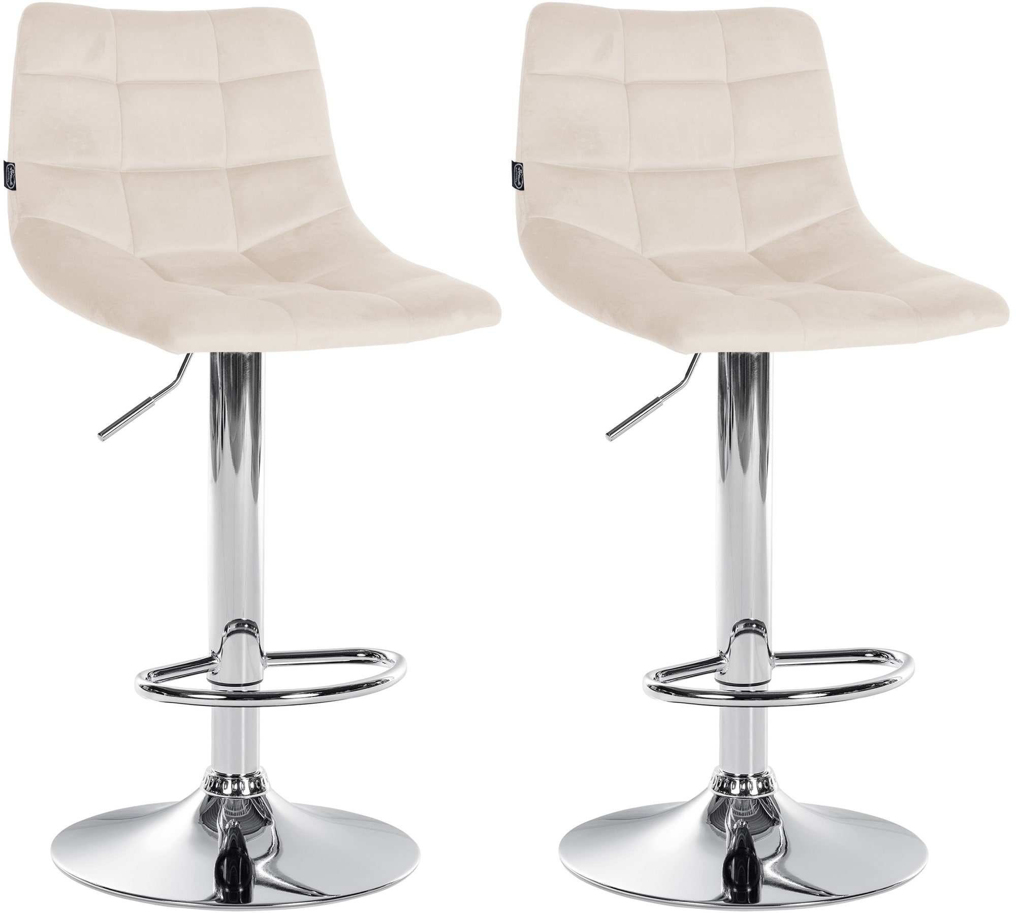 CLP 2er Set Barhocker Jerry Samt I H&ouml;henverstellbarer Barstuhl I 360&deg; Drehstuhl Mit R&uuml;ckenlehne I Hocker Mit Fu&szlig;ablage 