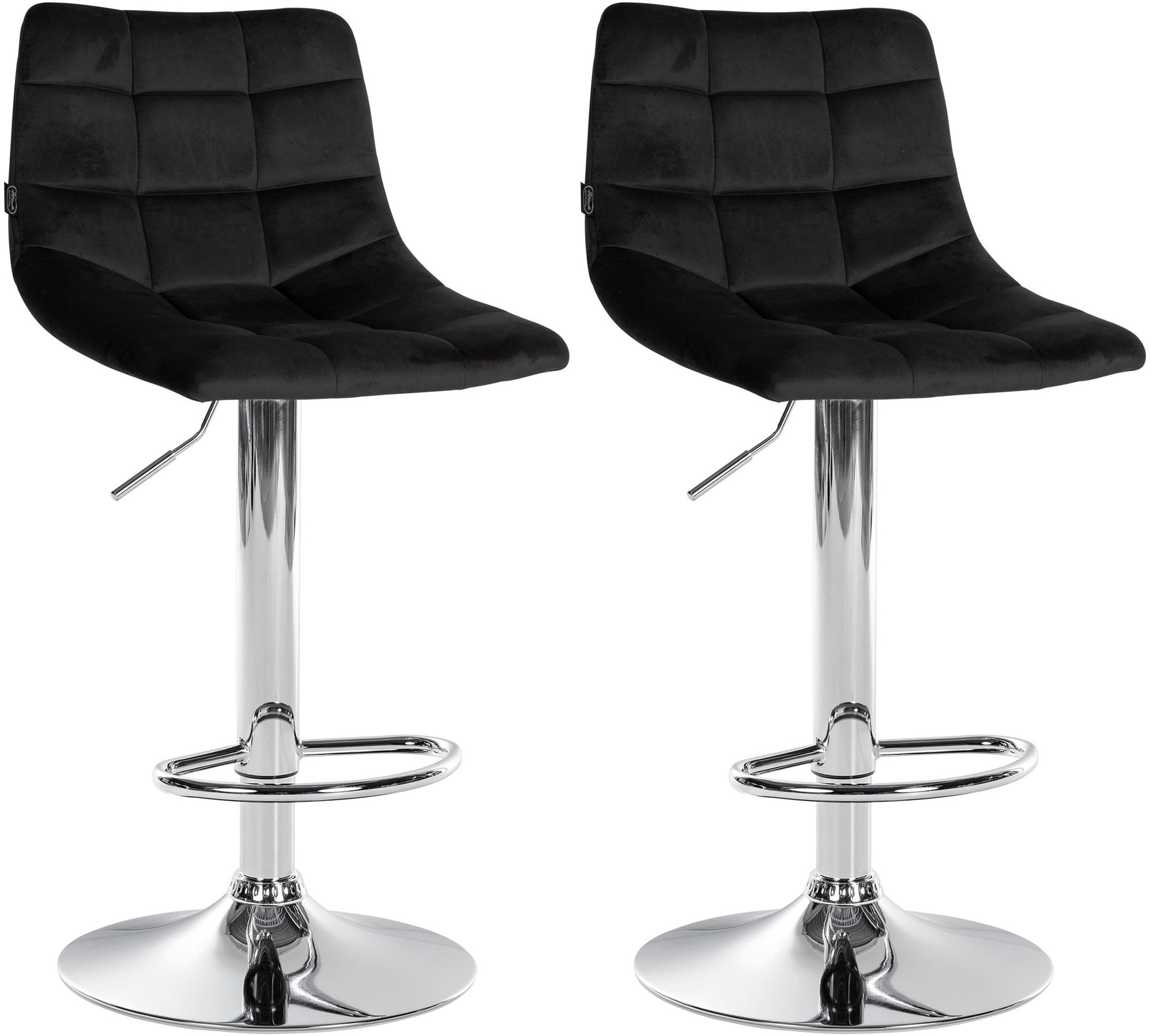 CLP 2er Set Barhocker Jerry Samt I H&ouml;henverstellbarer Barstuhl I 360&deg; Drehstuhl Mit R&uuml;ckenlehne I Hocker Mit Fu&szlig;ablage 
