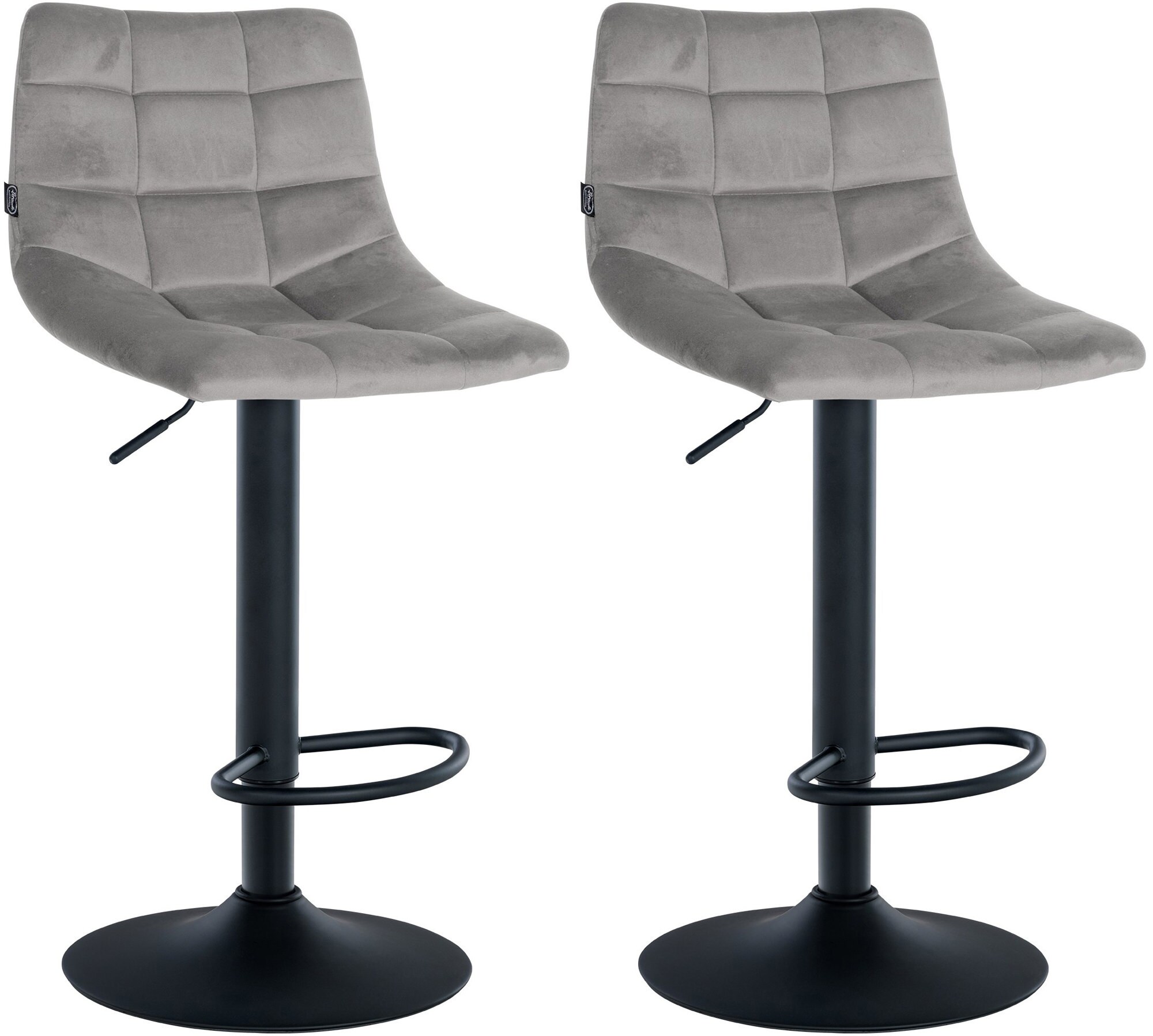 CLP 2er Set Barhocker Jerry Samt I H&ouml;henverstellbarer Barstuhl I 360&deg; Drehstuhl Mit R&uuml;ckenlehne I Hocker Mit Fu&szlig;ablage 