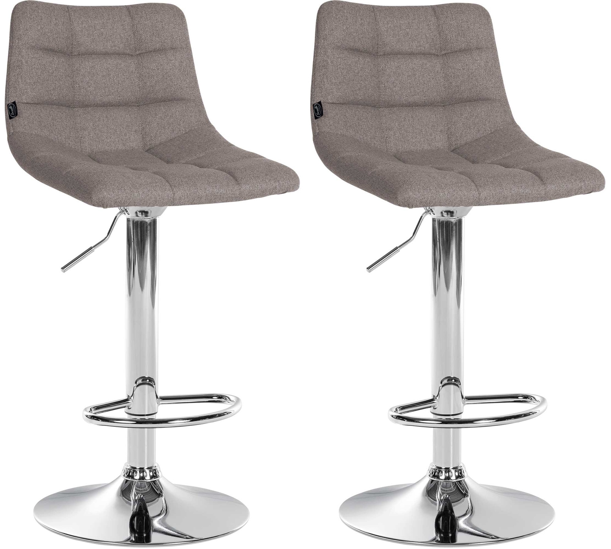 CLP 2er Set Barhocker Jerry Stoff I H&ouml;henverstellbarer Barstuhl I 360&deg; Drehstuhl Mit R&uuml;ckenlehne I Hocker Mit Fu&szlig;ablage 
