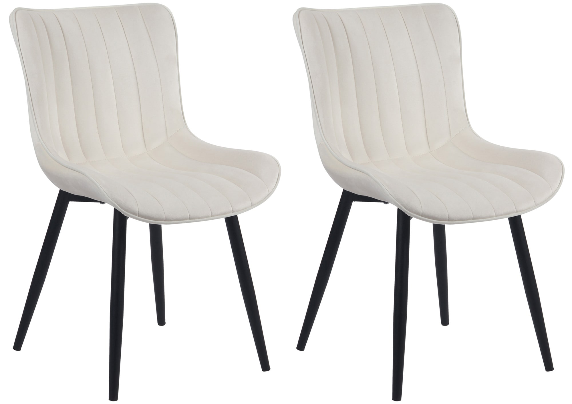 CLP 2er Set St&uuml;hle Largo I Samt- Oder Kunstlederbezug I Gepolsterter Esszimmerstuhl I Lehnstuhl mit 4-Fu&szlig; Metallgestell 