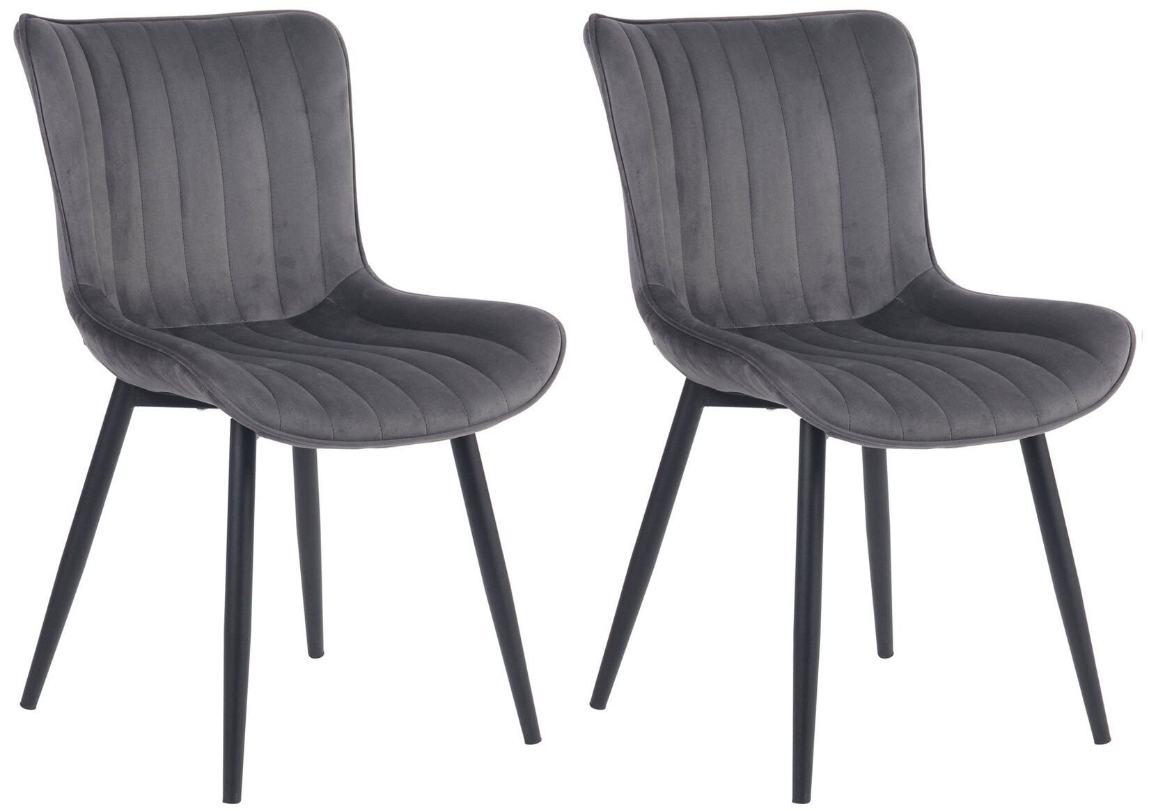 CLP 2er Set Stühle Largo Samt Farbe: dunkelgrau, Material: Samt
