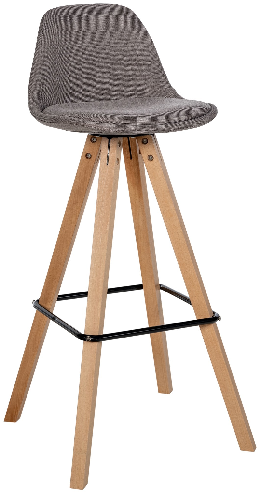 CLP Barhocker modern Corbin Square, gepolstert mit R&uuml;ckenlehne, Holzgestell Buche, Fu&szlig;st&uuml;tze, Tresenhocker f&uuml;r K&uuml;che und Hausbar 