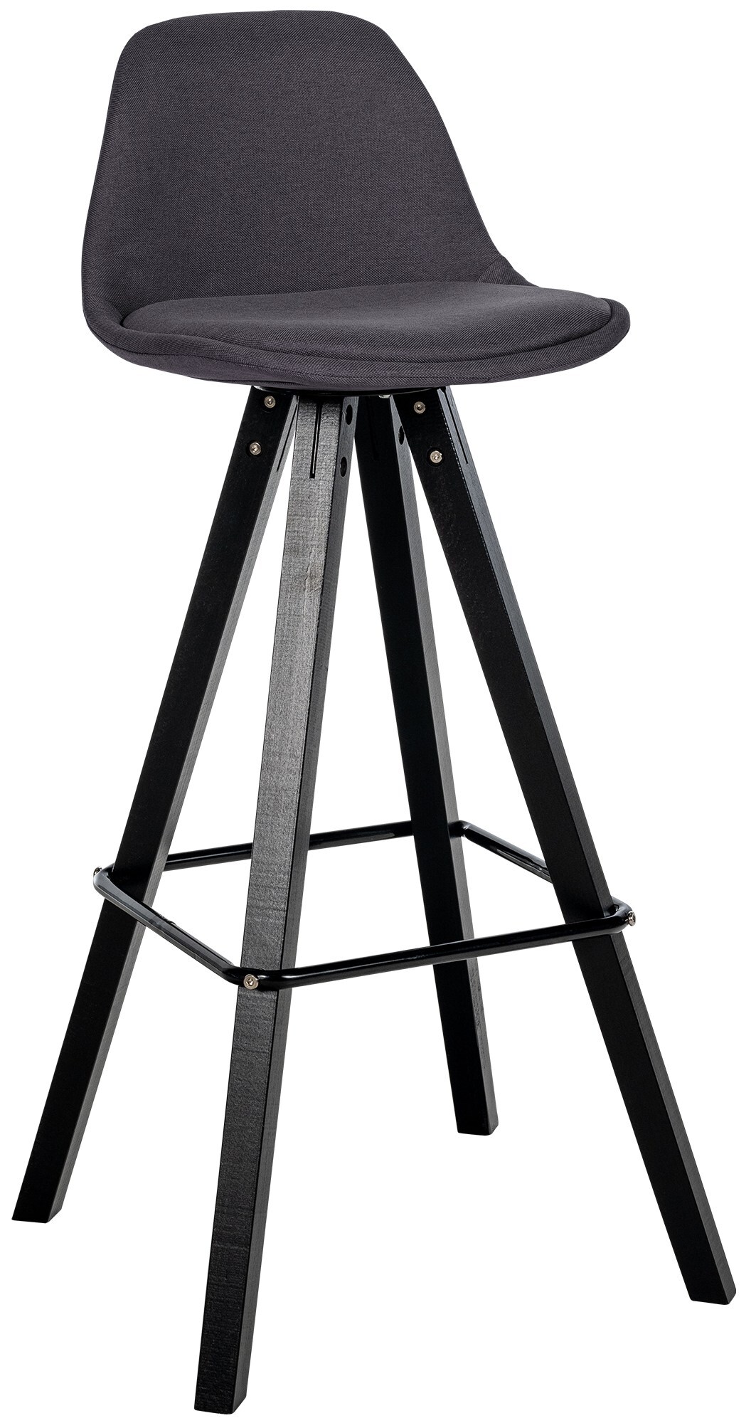 CLP Barhocker modern Corbin Square, gepolstert mit R&uuml;ckenlehne, Holzgestell Buche, Fu&szlig;st&uuml;tze, Tresenhocker f&uuml;r K&uuml;che und Hausbar 