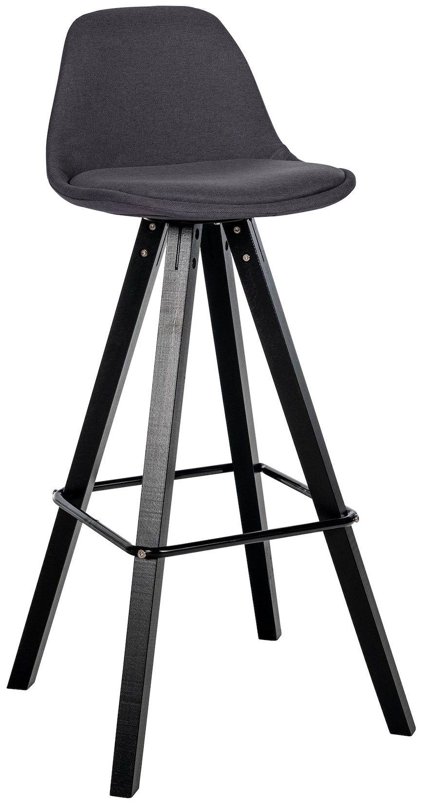 CLP Barhocker modern Corbin Square, gepolstert mit Rückenlehne, Holzgestell Buche, Fußstütze, Tresenhocker für Küche und Hausbar