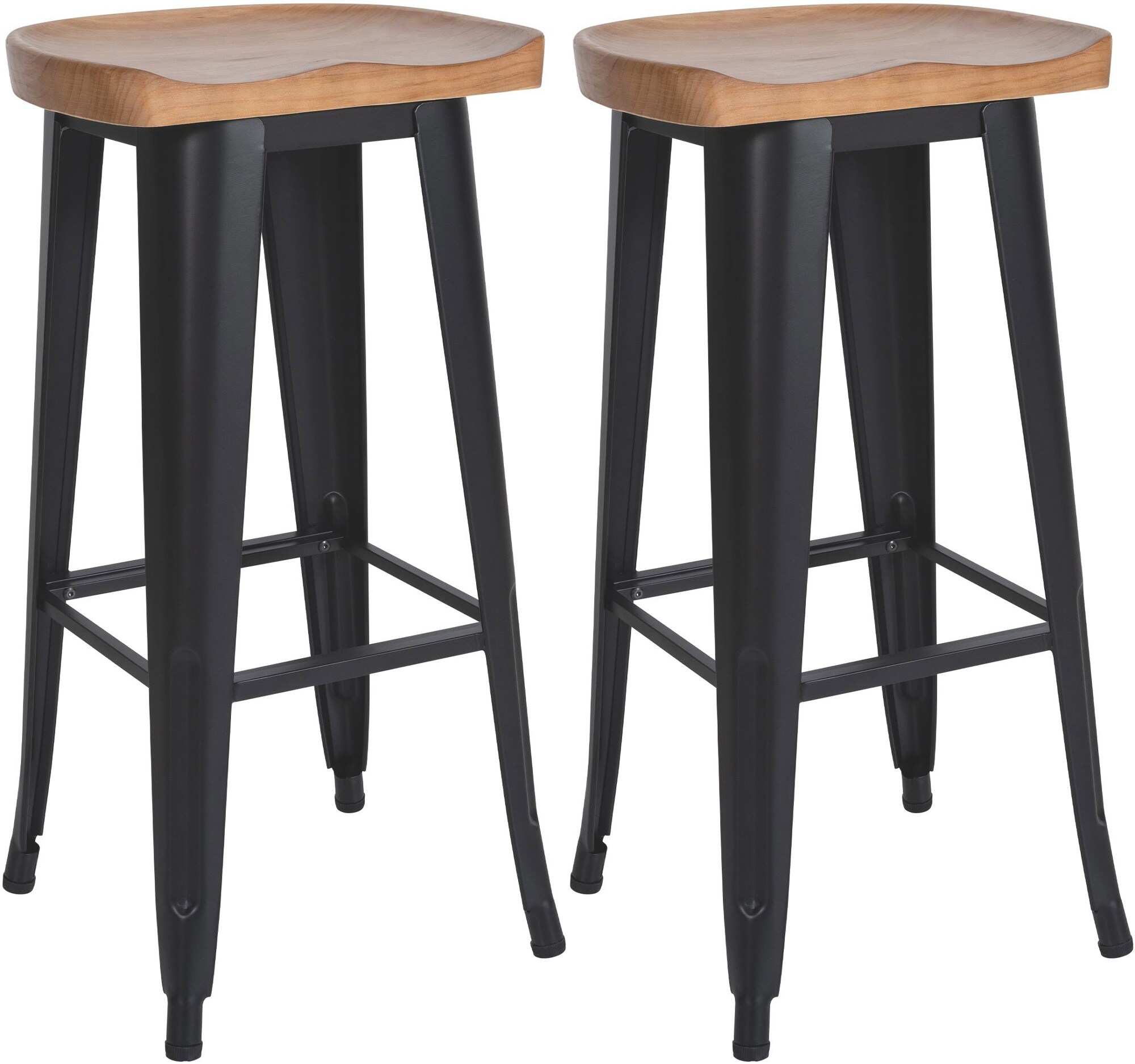 CLP 2er Set Barhocker Clara I Barst&uuml;hle mit Sitzen aus Massivholz I Tresenst&uuml;hle mit stabilen Vierfu&szlig;gestellen aus Metall 