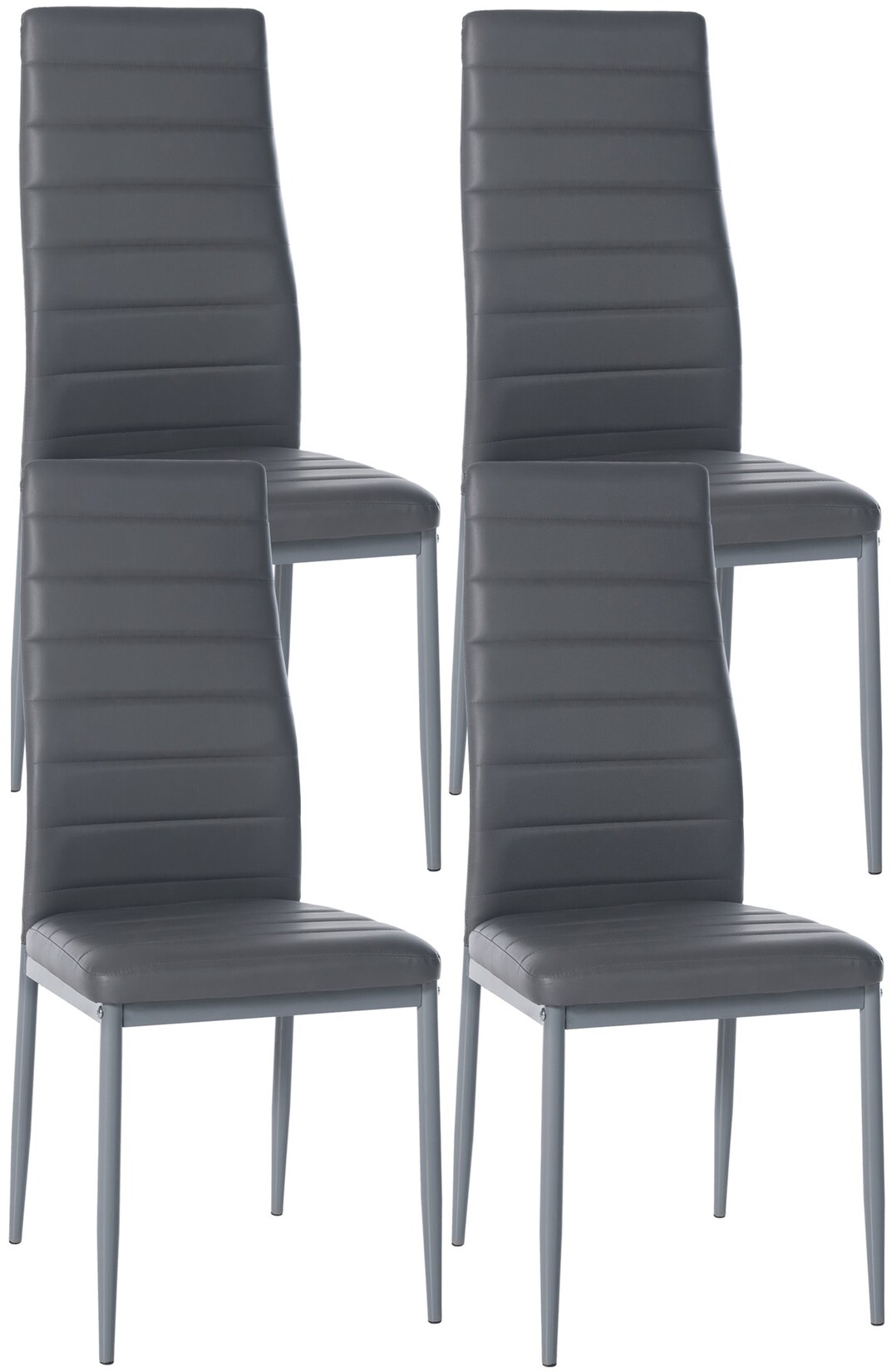 CLP 4er Set Esszimmerstühle Mayfair Kunstleder - Farbe: grau, Material: Kunstleder