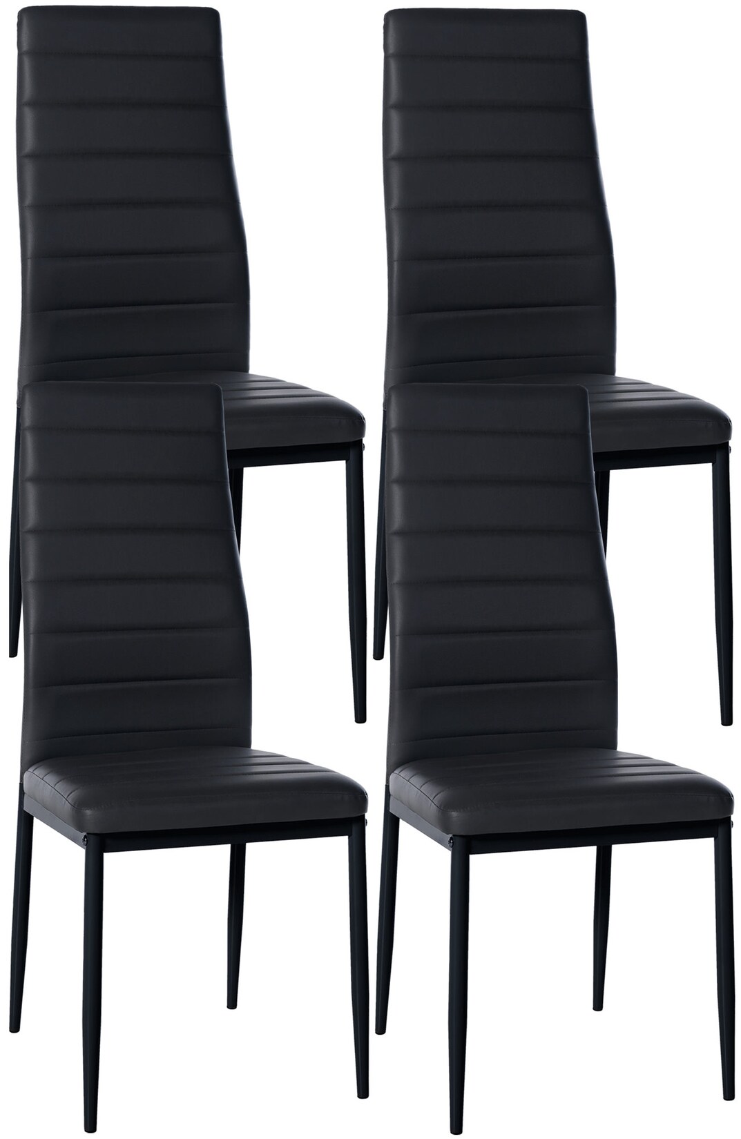 CLP 4er Set Esszimmerstühle Mayfair Kunstleder Farbe: schwarz, Material: Kunstleder