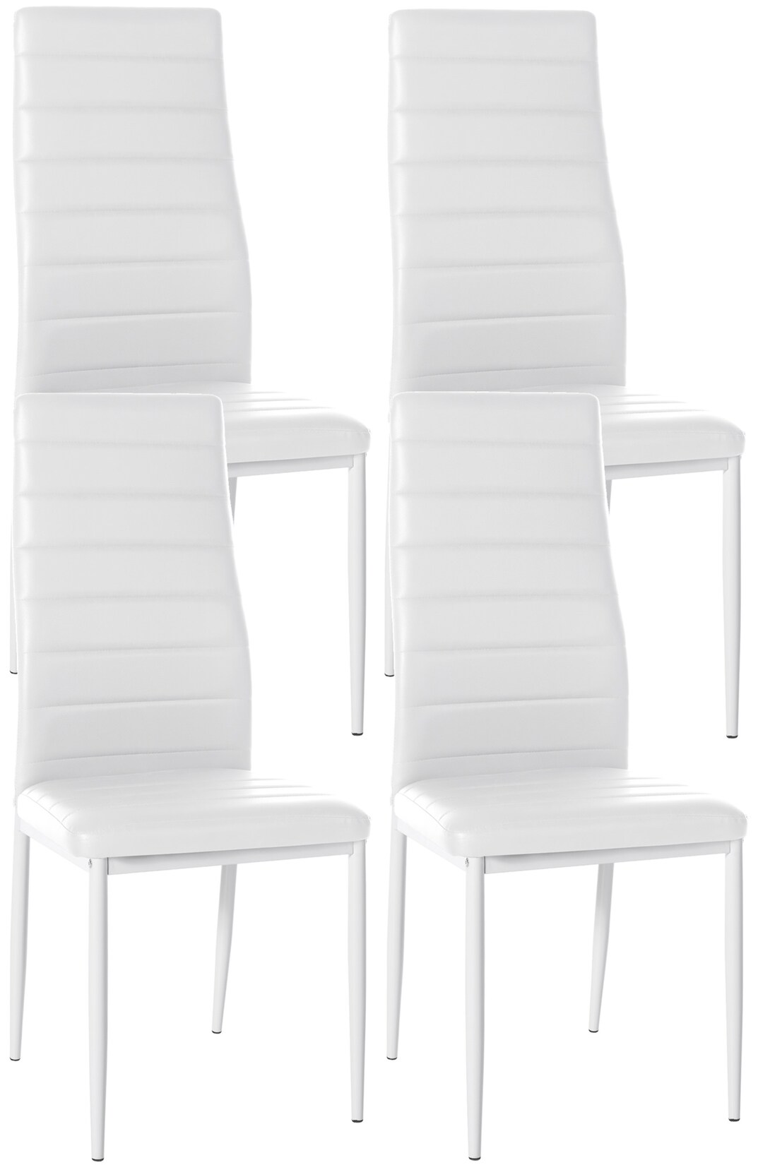 CLP 4er Set Esszimmerstühle Mayfair Kunstleder - Farbe: weiß, Material: Kunstleder