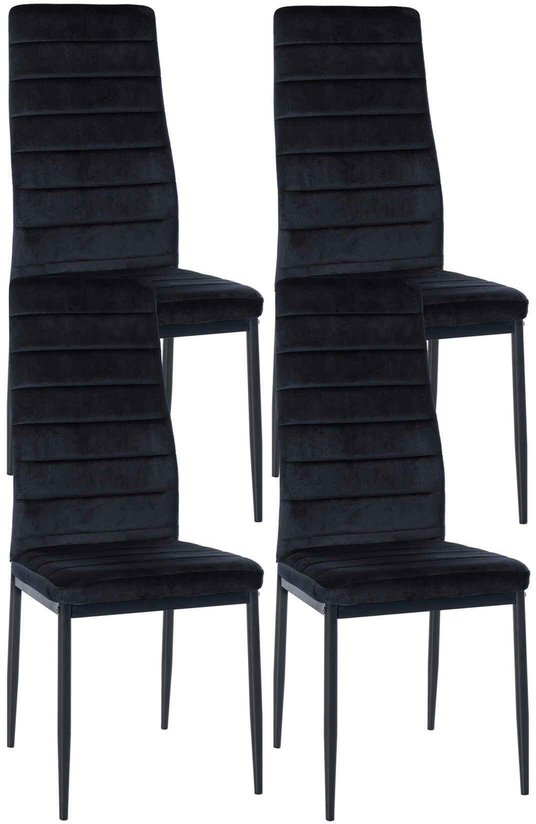 CLP 4er Set Esszimmerstühle Mayfair Samt - Farbe: schwarz, Material: Samt