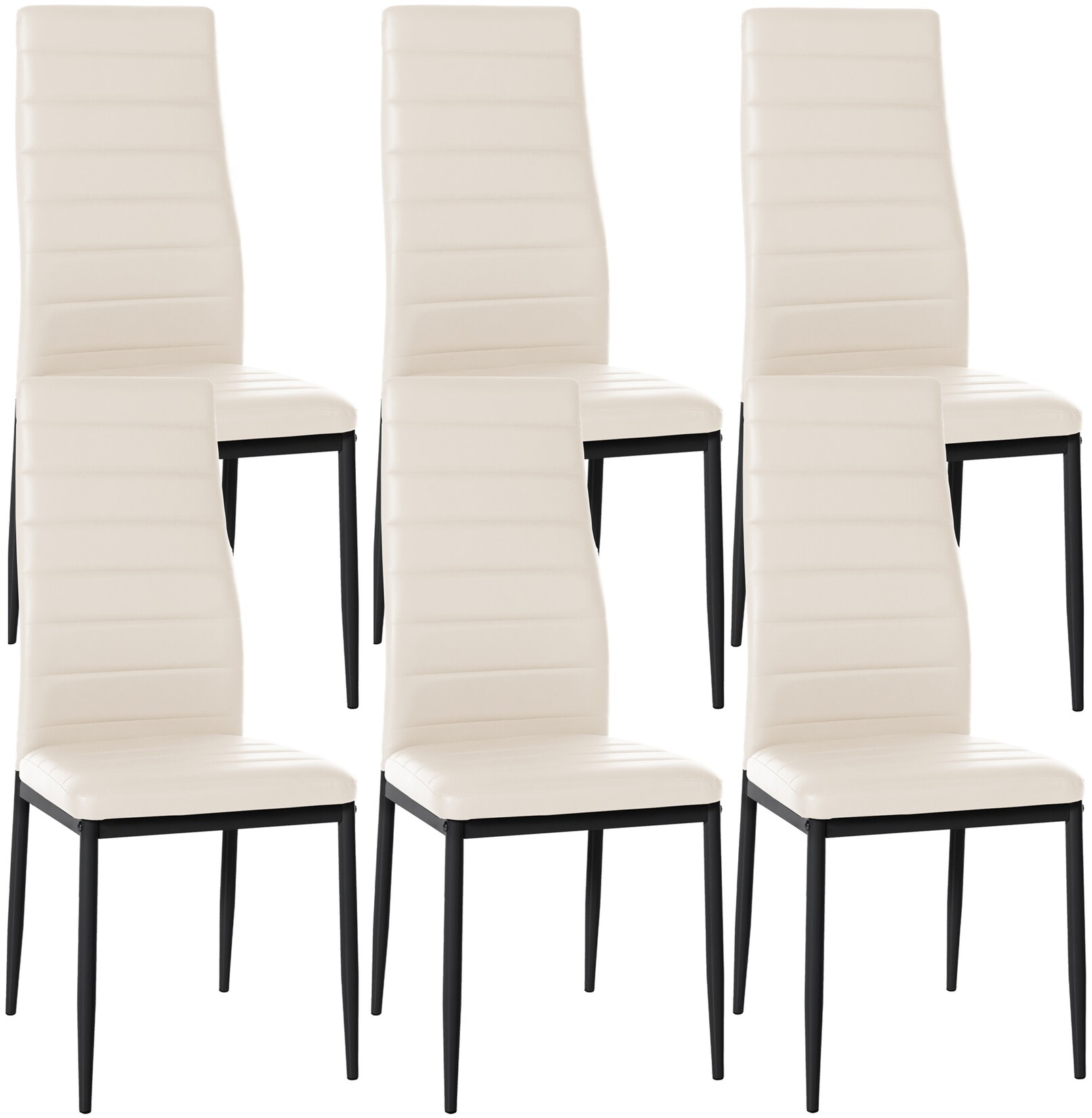 CLP 6er Set Esszimmerstühle Mayfair Kunstleder - Farbe: creme, Material: Kunstleder