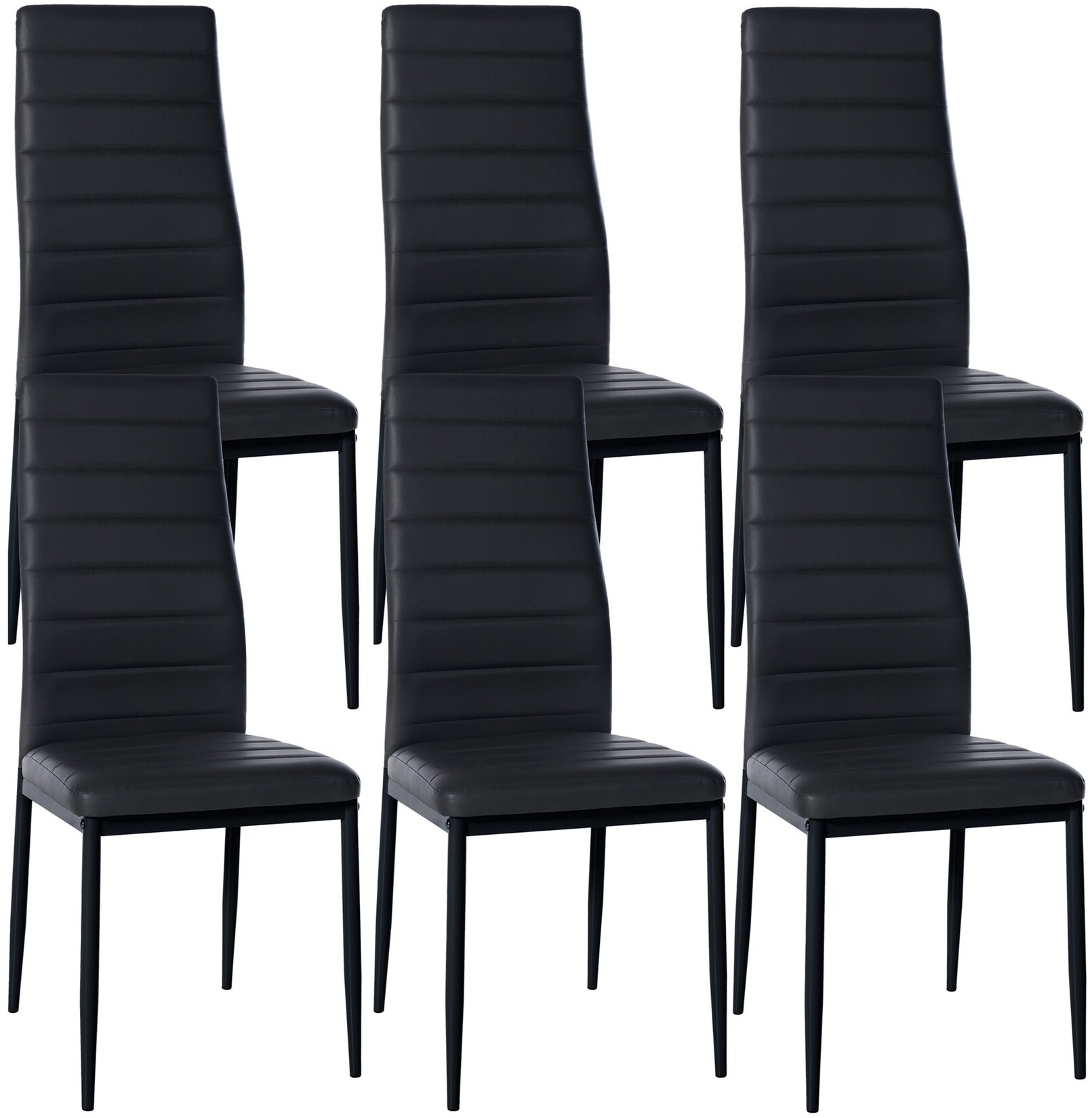 CLP 6er Set Esszimmerstühle Mayfair Kunstleder Farbe: schwarz, Material: Kunstleder