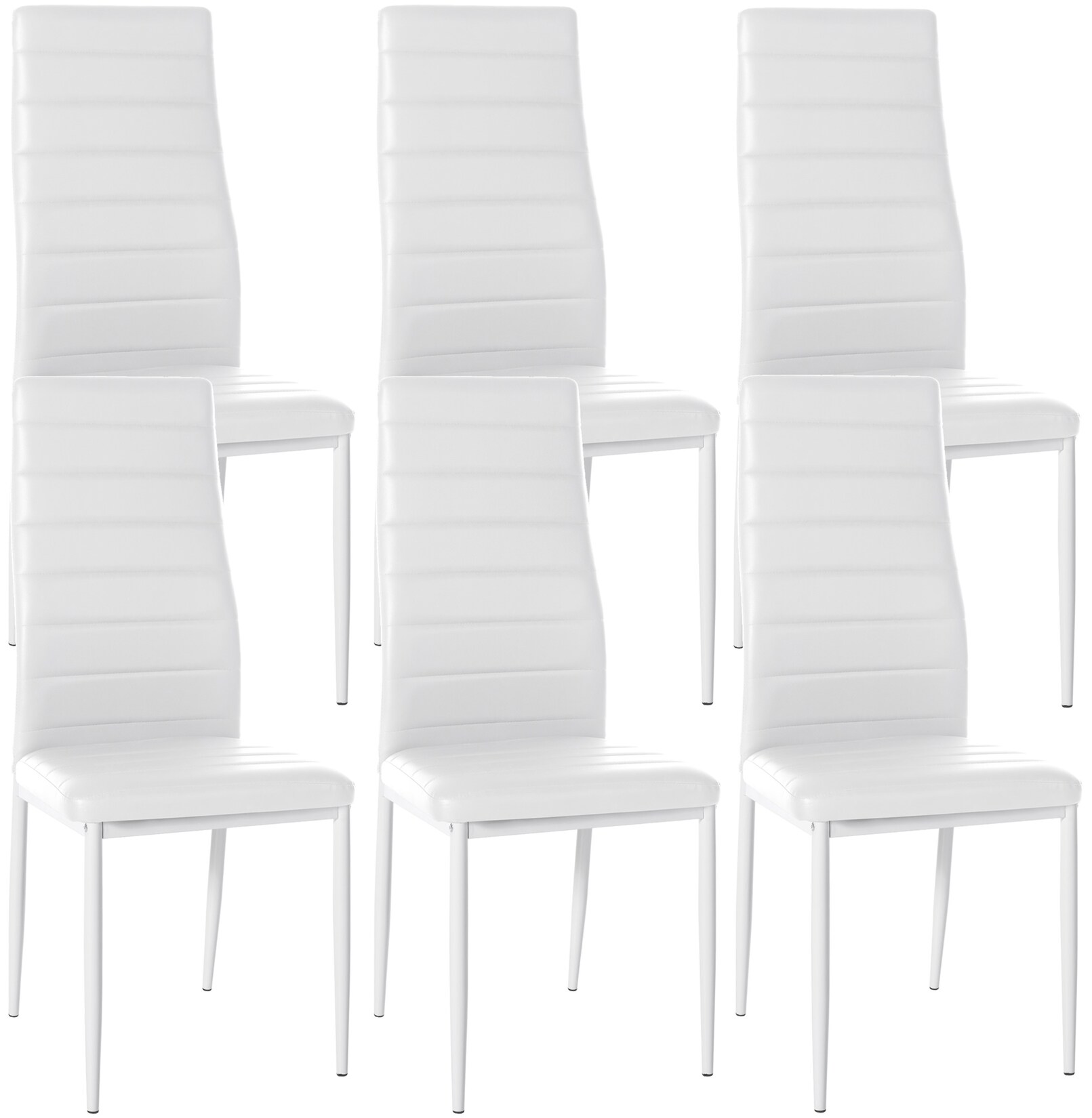 CLP 6er Set Esszimmerstühle Mayfair Kunstleder - Farbe: weiß, Material: Kunstleder