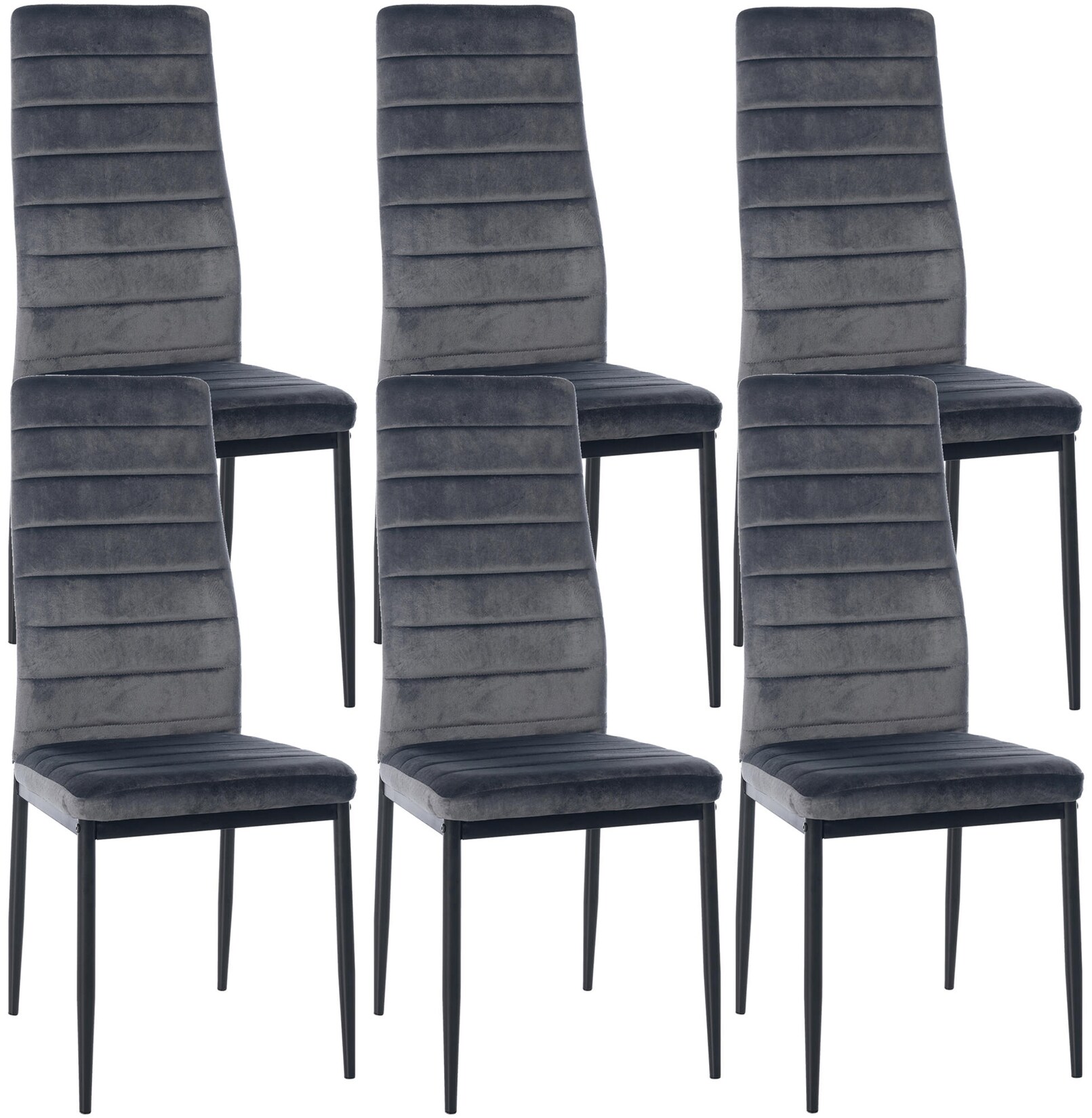 CLP 6er Set Esszimmerstühle Mayfair Samt - Farbe: grau, Material: Samt
