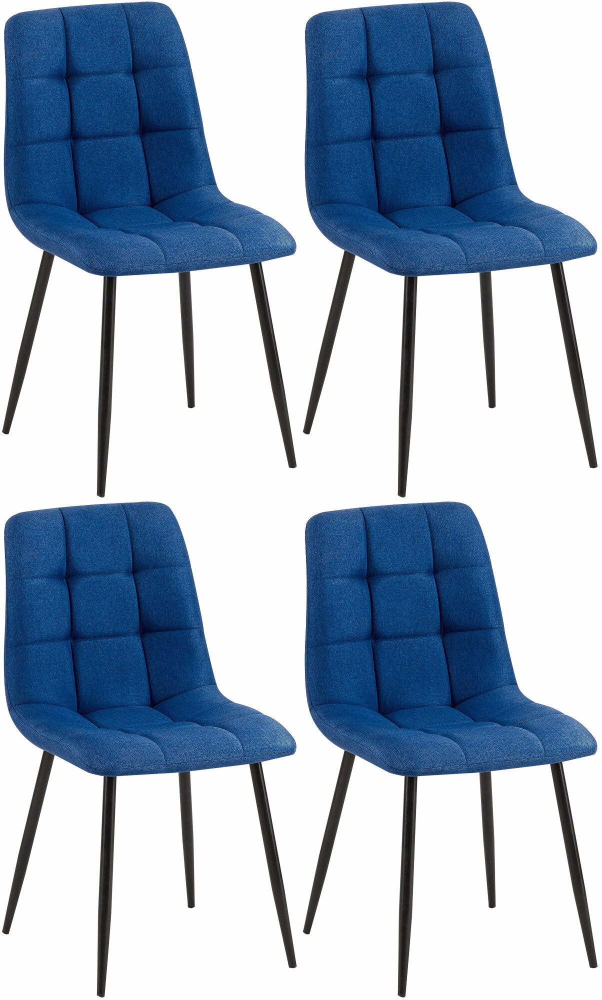 CLP Esszimmerstuhl 4er Set gepolstert Antibes, K&uuml;chenst&uuml;hle mit R&uuml;ckenlehnen und schwarzen Metallgestellen, Polsterst&uuml;hle bis 150 kg belastbar 