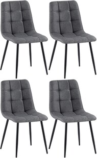 CLP 4er Set Esszimmerstühle Antibes I Küchenstühle gepolstert mit gesteppten Stoffbezügen I Polsterstühl bis 150 kg belastbar 