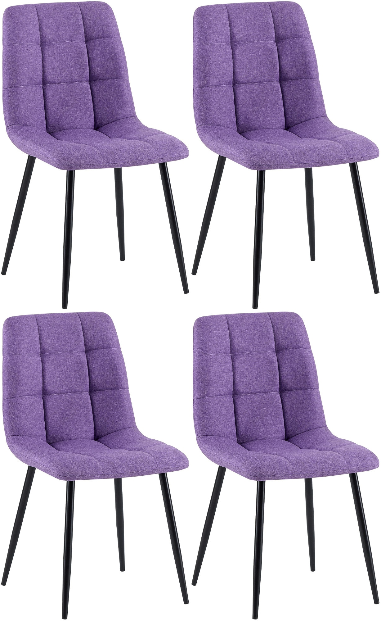 CLP Esszimmerstuhl 4er Set gepolstert Antibes, K&uuml;chenst&uuml;hle mit R&uuml;ckenlehnen und schwarzen Metallgestellen, Polsterst&uuml;hle bis 150 kg belastbar 