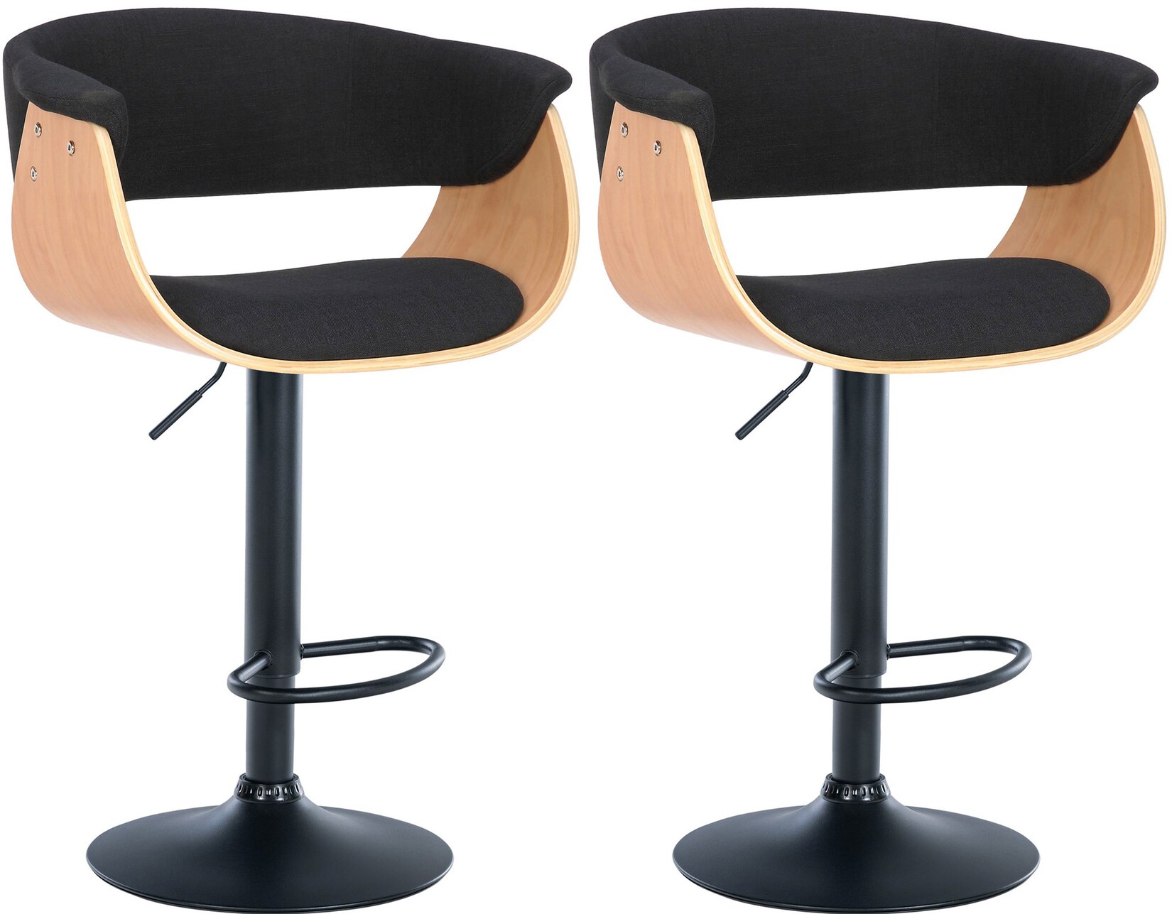 CLP 2er Set Barhocker Vestal Stoff Farbe: natur/schwarz, Material: Stoff