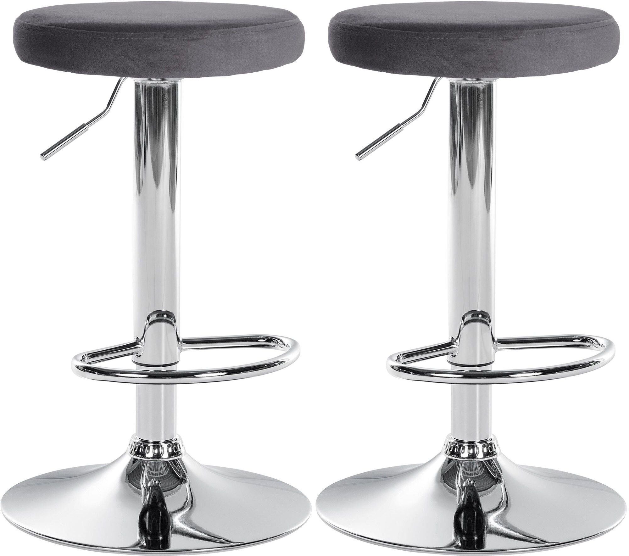 CLP 2er Set Barhocker Ponte Samt I Drehbarer Thekenhocker I H&ouml;henverstellbarer Hocker I K&uuml;chenhocker mit Metallgestell 