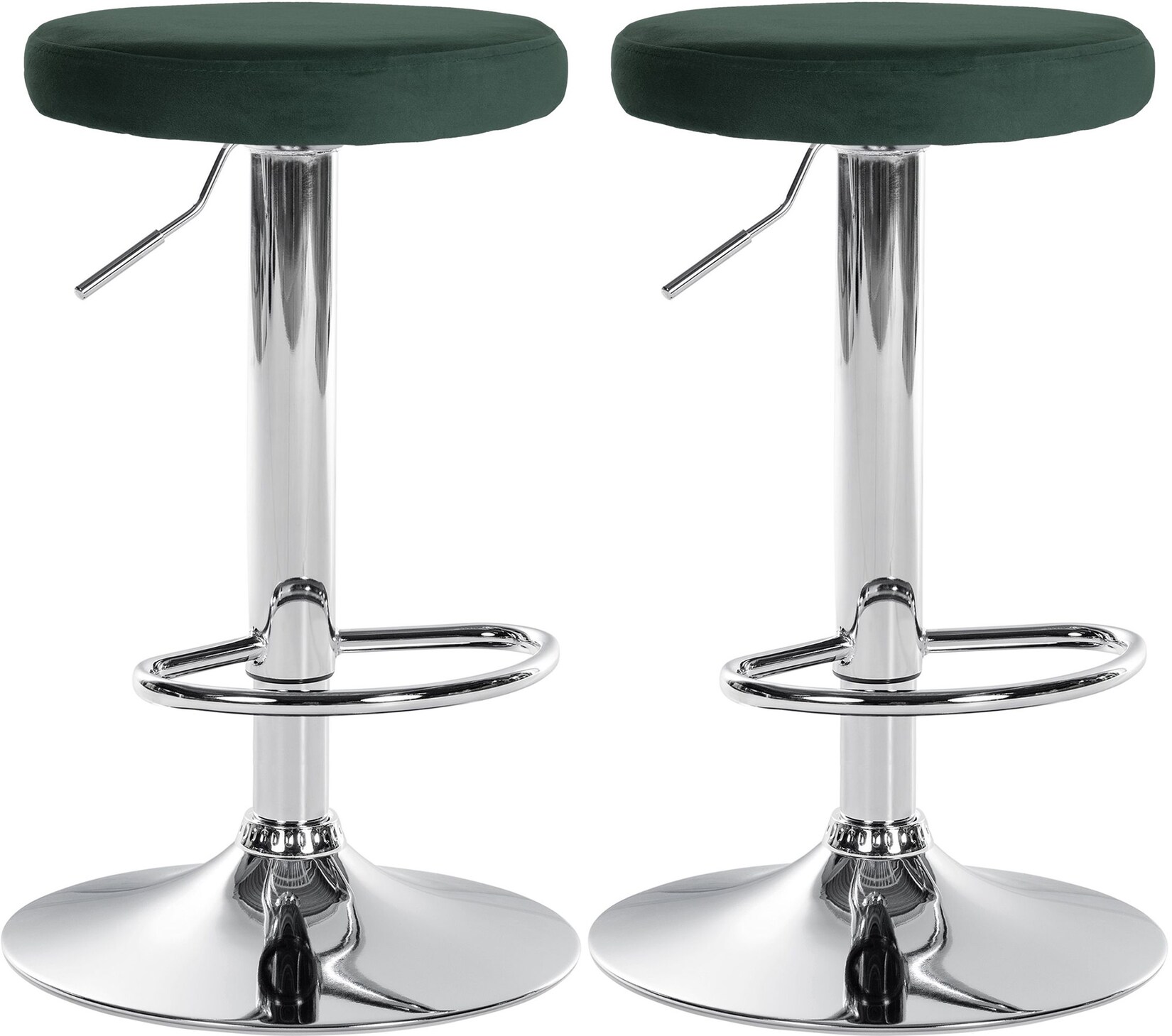 CLP 2er Set Barhocker Ponte Samt chrom - Farbe: grün, Gestellmaterial: Metall in Chromoptik
