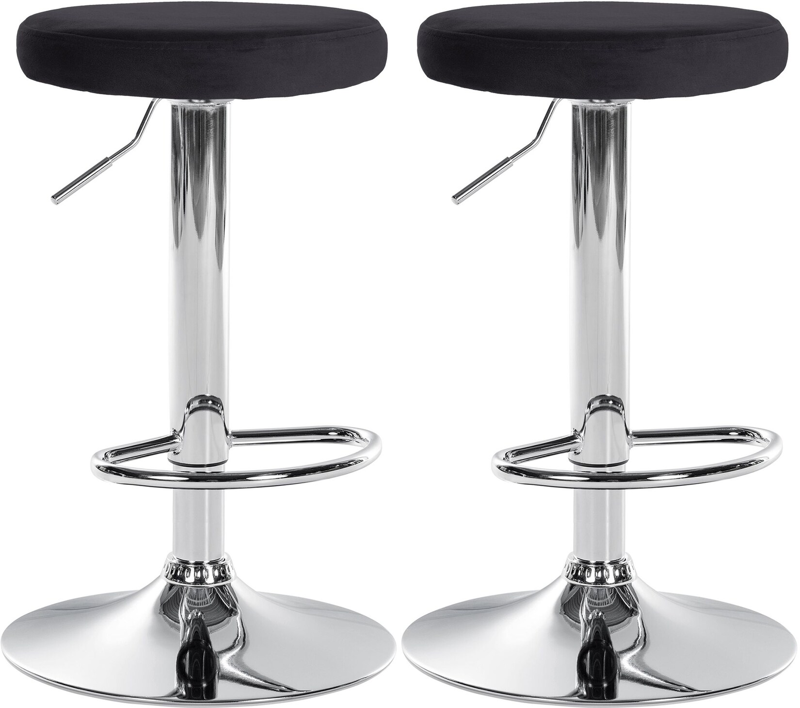CLP 2er Set Barhocker Ponte Samt chrom - Farbe: schwarz, Gestellmaterial: Metall in Chromoptik