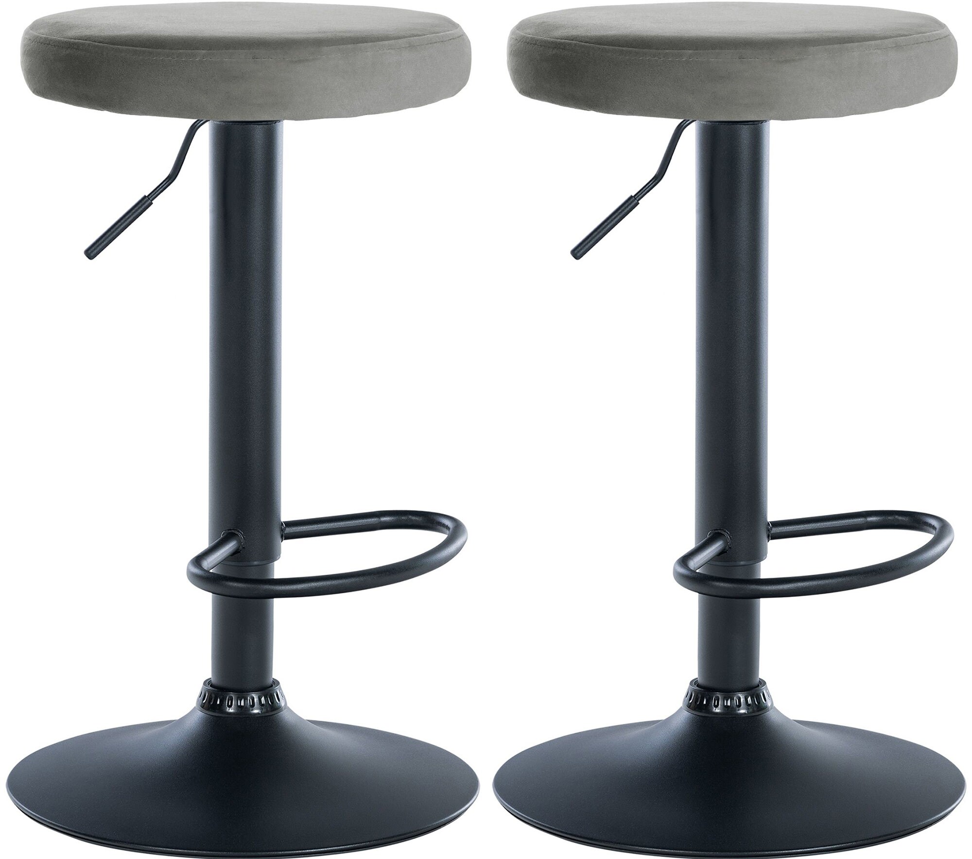 CLP 2er Set Barhocker Ponte Samt I Drehbarer Thekenhocker I H&ouml;henverstellbarer Hocker I K&uuml;chenhocker mit Metallgestell 