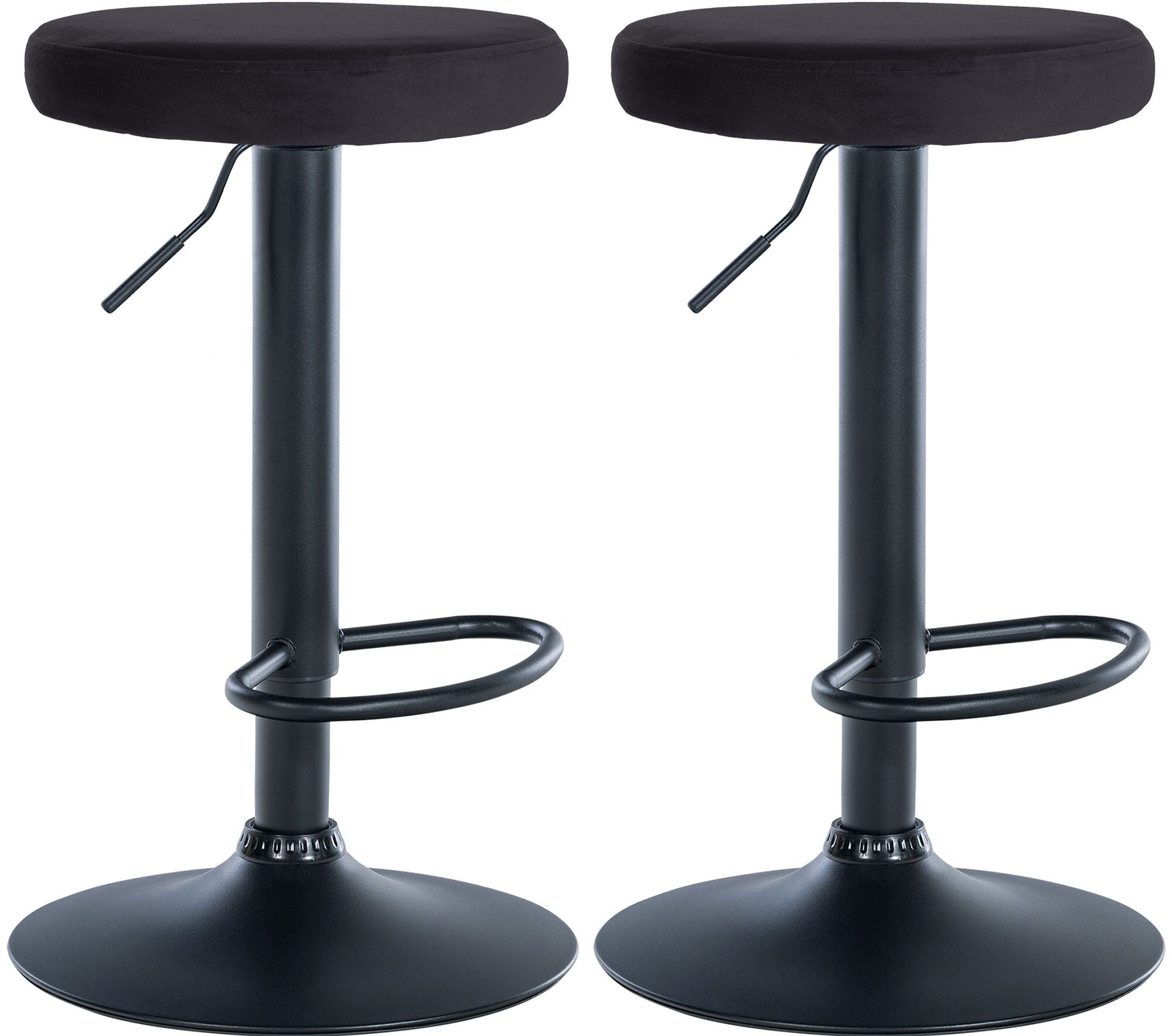 CLP 2er Set Barhocker Ponte Samt I Drehbarer Thekenhocker I H&ouml;henverstellbarer Hocker I K&uuml;chenhocker mit Metallgestell 